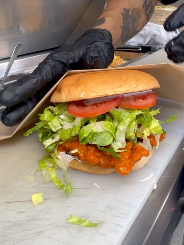 Catch us tomorrow at Everywhere 🍊 

We&rsquo;re back with all the hits like this Buffalo Chicken Sandwich and a new Special! Service from 4-9pm!

🗓️ Thurs, May 14
📍 @everywherebeerco 
🚐 @cg.mobilekitchen 

#buffalo #chicken #sandwich #foodie #loc