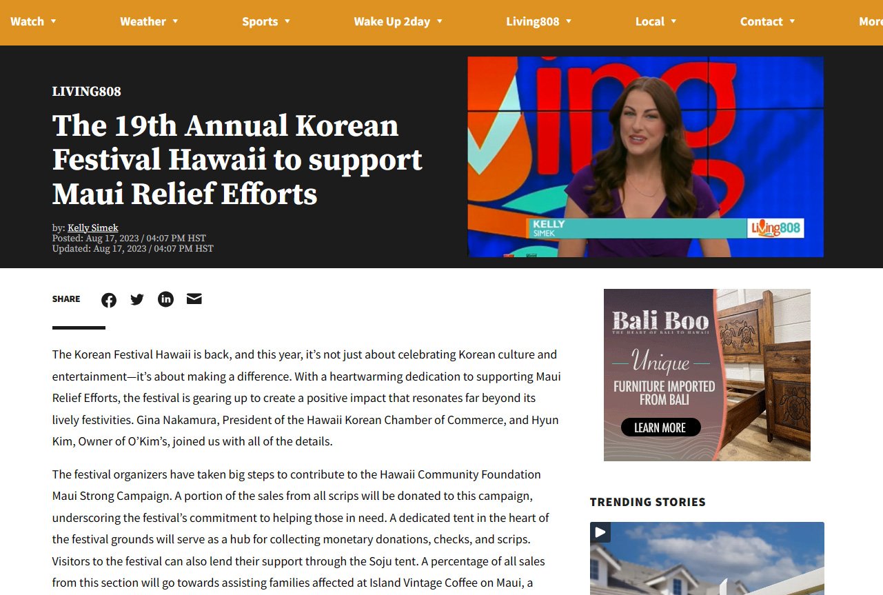 Living808 - The 19th Annual Korean Festival Hawaii to support Maui Relief Efforts - 2023