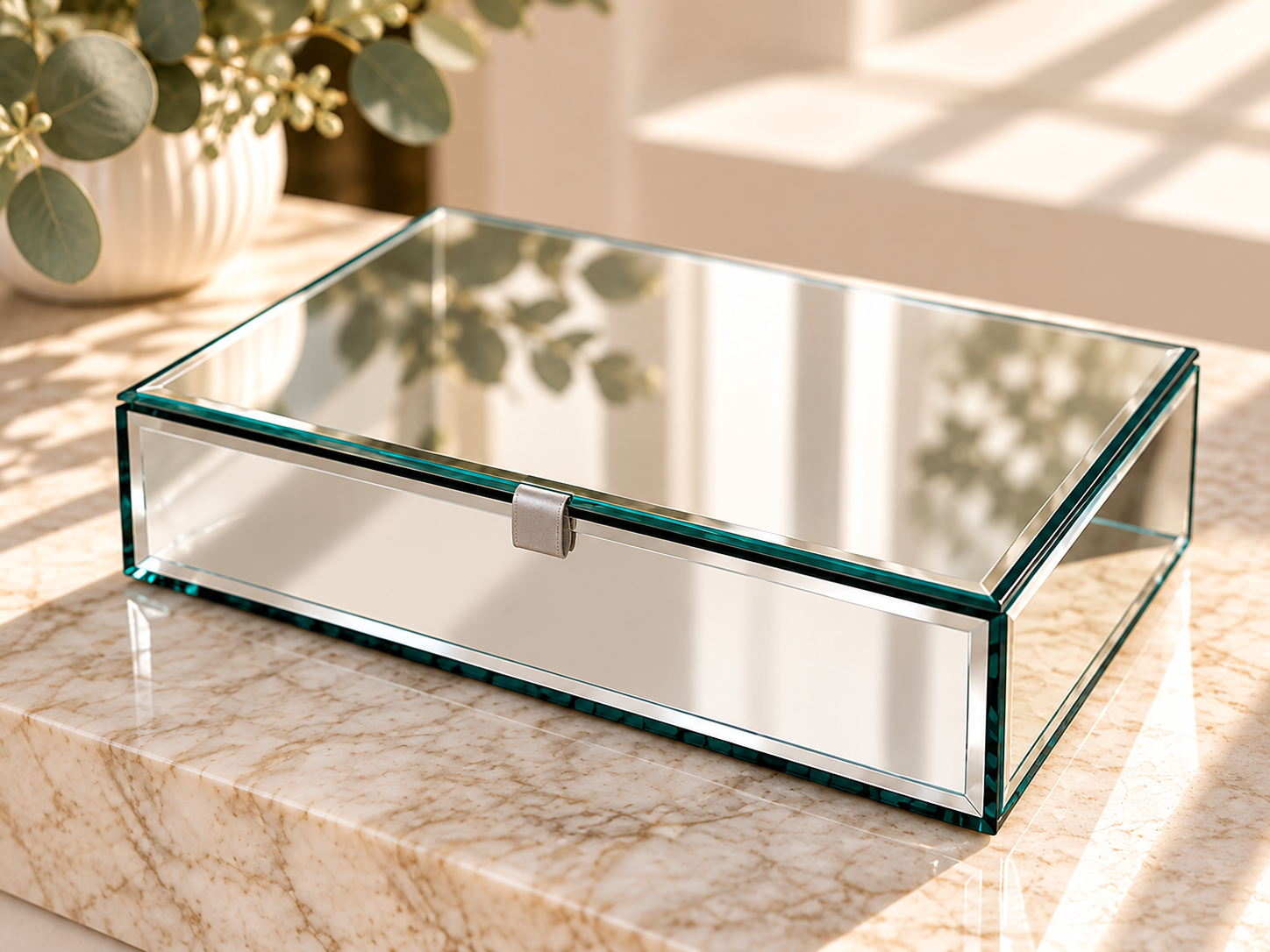 Mirrored Glass Keepsake Box in Sunlight.png