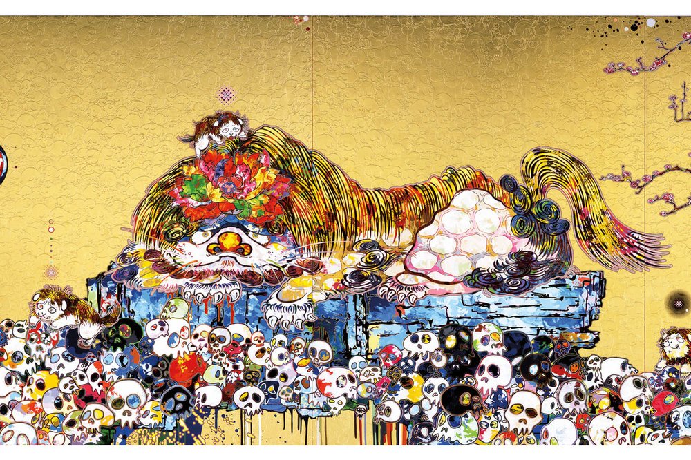 Takashi-Murakami-Gagosian-In-the-Land-of-the-Dead-Stepping-on-the-Tale-of-a-Rainbow-ModeArte.jpeg