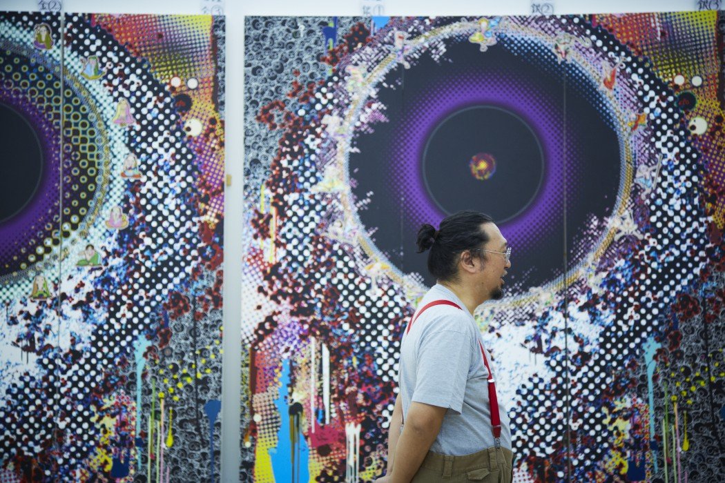 Takashi-Murakami-Gagosian-In-the-Land-of-the-Dead-Stepping-on-the-Tale-of-a-Rainbow-ModeArte-4-1050x700.jpeg