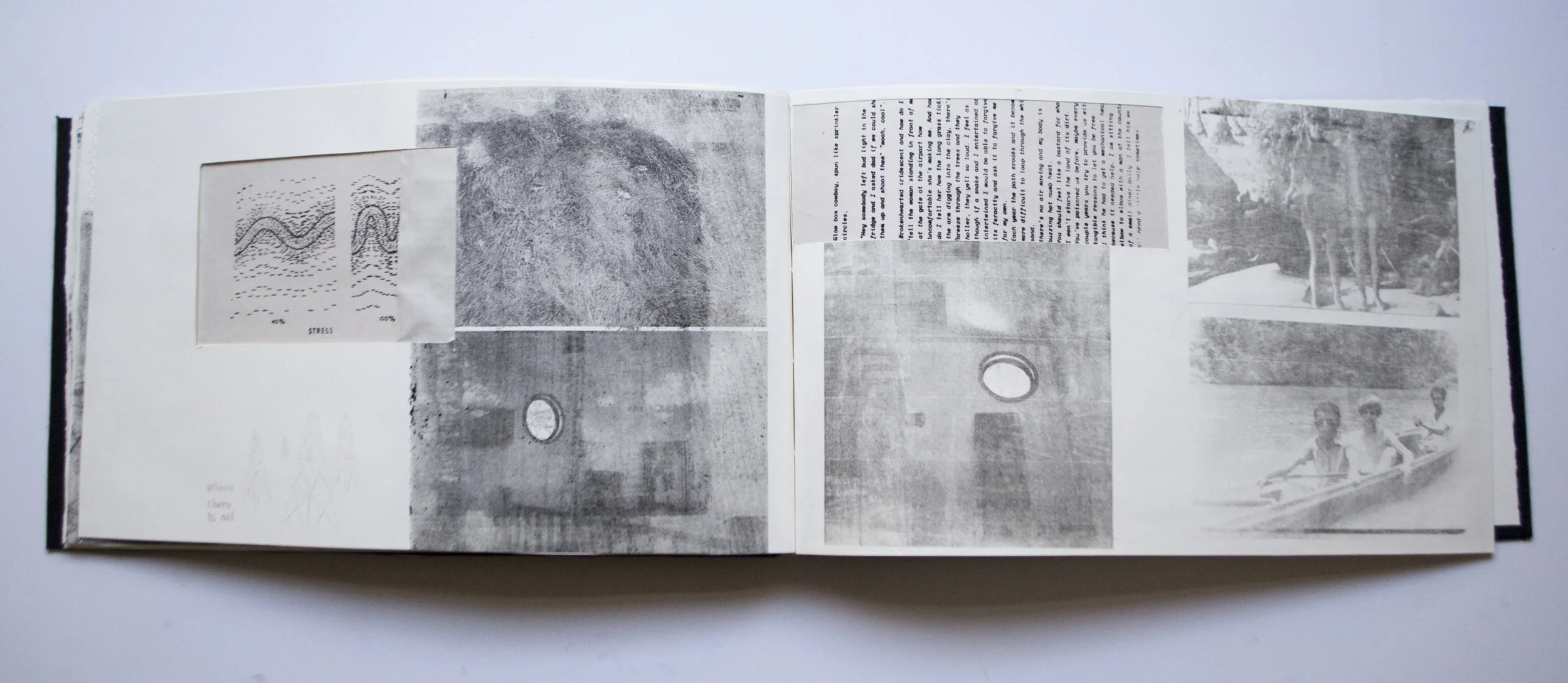 Here oil, there oil, where oil Photolithography and screenprint, collage, graphite drawing, artist book 2019