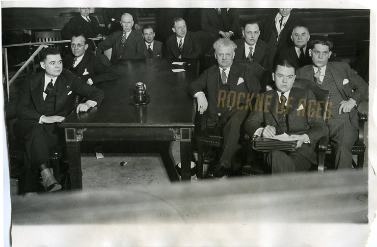  Al Capone hitman Leo Brothers, (far right), surrounded by prosecutors and attorneys on his defense team on March 16, 1931, the opening day of the Jake Lingle murder trial in Chicago. A jury convicted Brothers of murdering the Chicago Tribune reporte