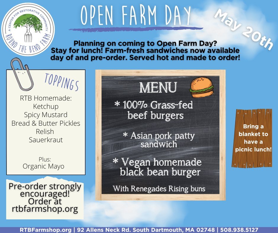 Grab some farm fresh lunch from the grill after our Adventure Walk! 

Pre-order here: https://www.rtbfarmshop.org/product/pre-order-lunch-for-open-farm-day/101?cp=true&amp;sa=false&amp;sbp=false&amp;q=false&amp;category_id=11&amp;mc_cid=ff7c592db7&am