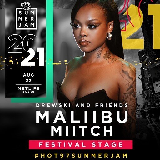 Congrats to @maliibumiitch for being added to @hot97 SUMMER JAM 🌴🍾💥
