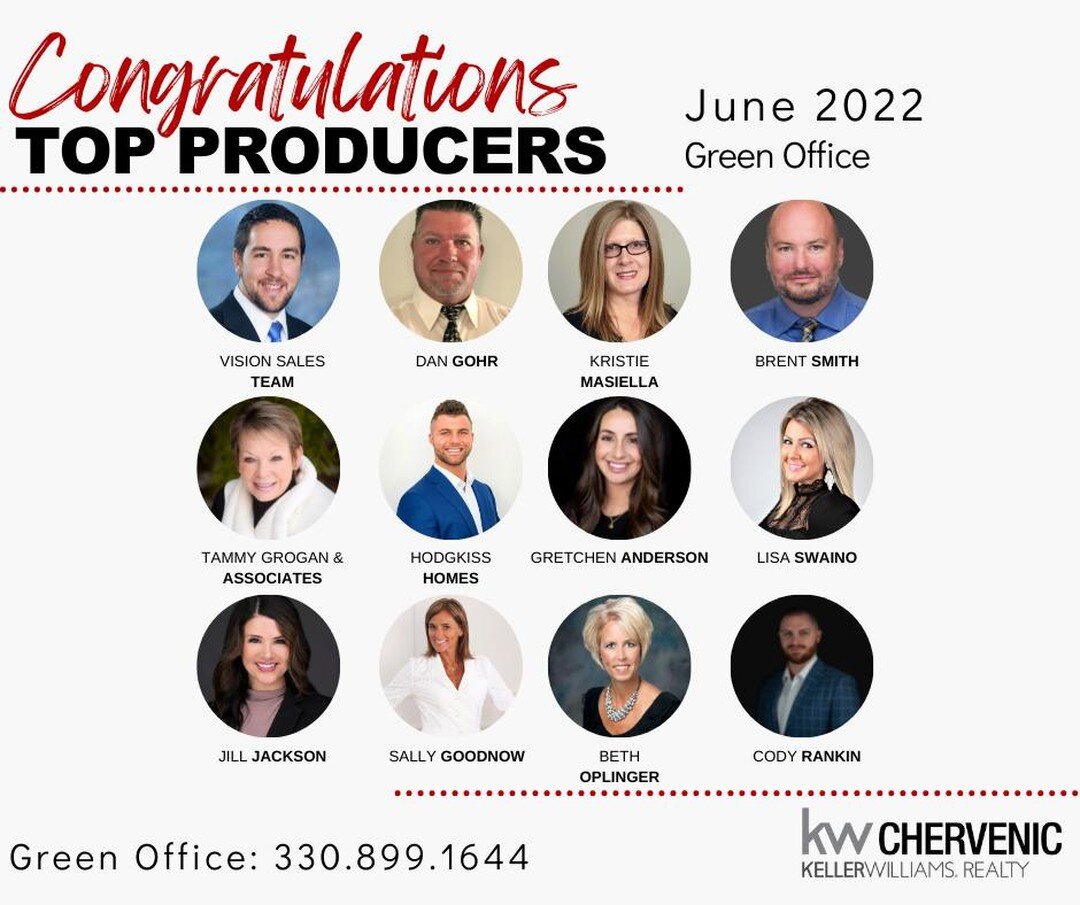 Congratulations to all of our Top Producers from the Green office! 🥳