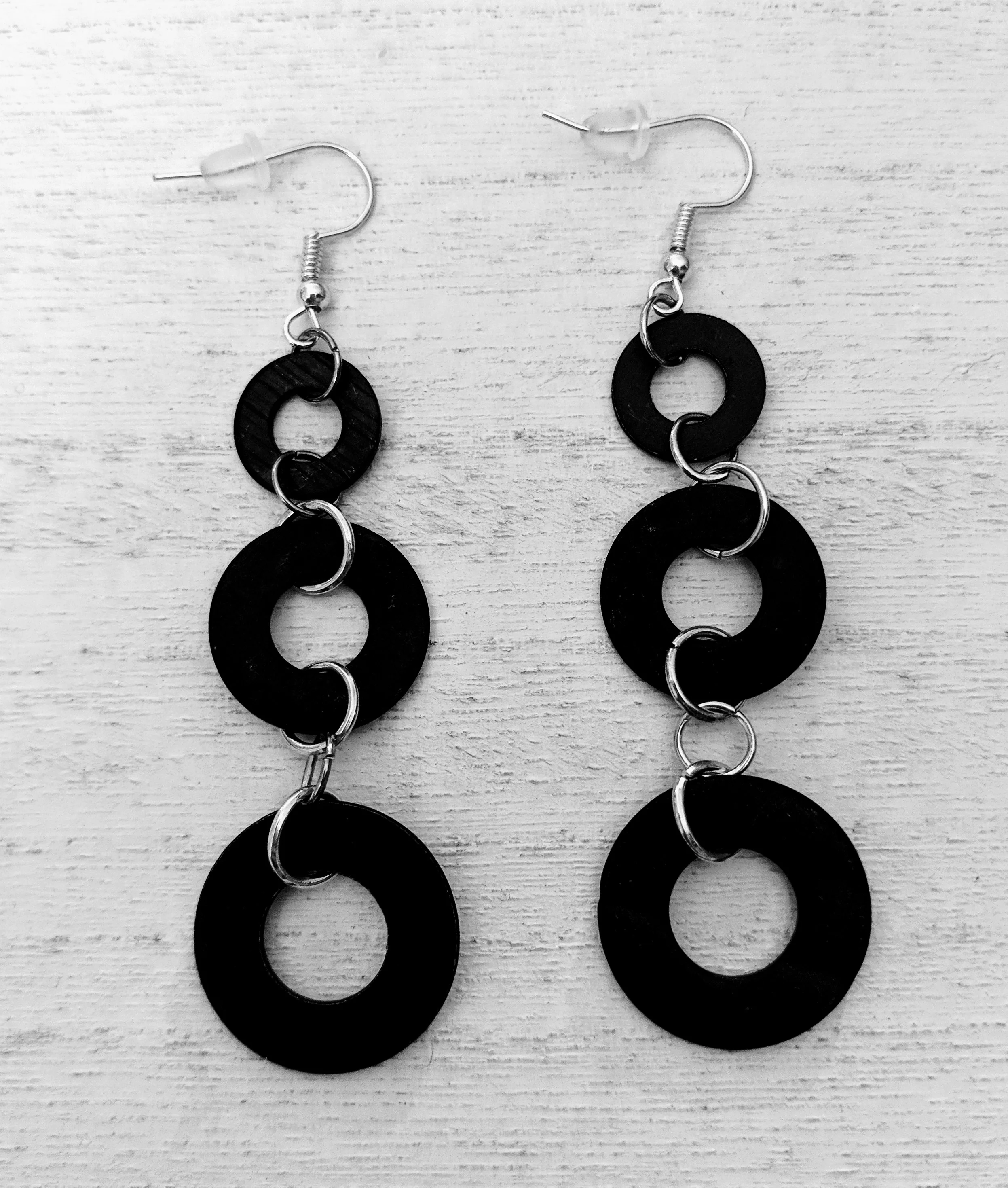 Black Washer Earrings