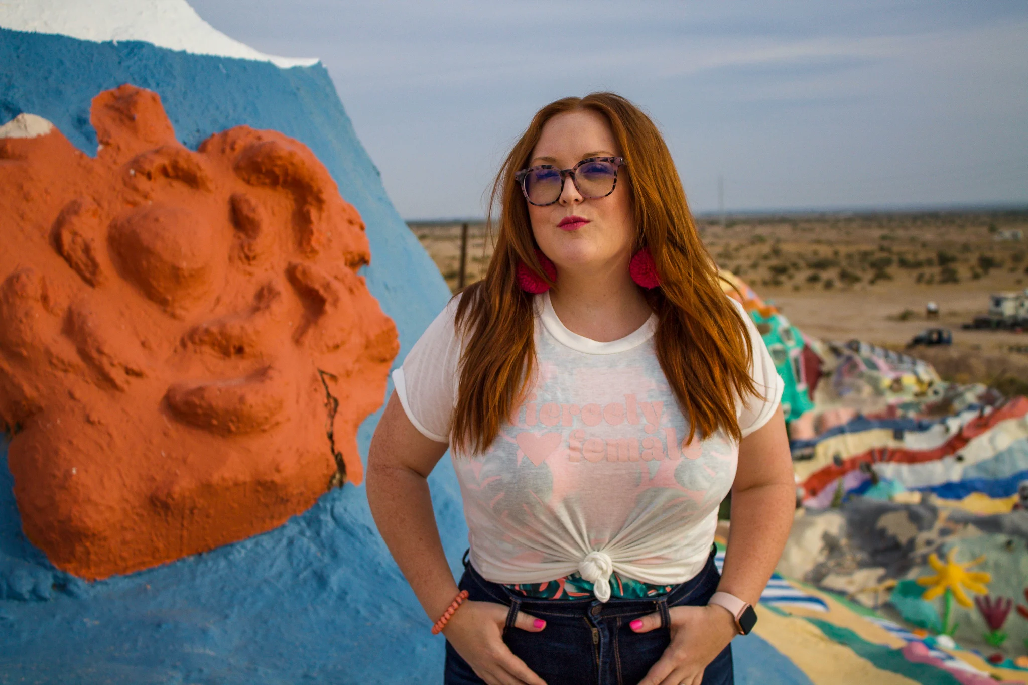 Daringly posing towards the top of the yellow brick road path. To be honest, it exhilarating to be part of the seemingly colorful mirage in the middle of the lawless land.