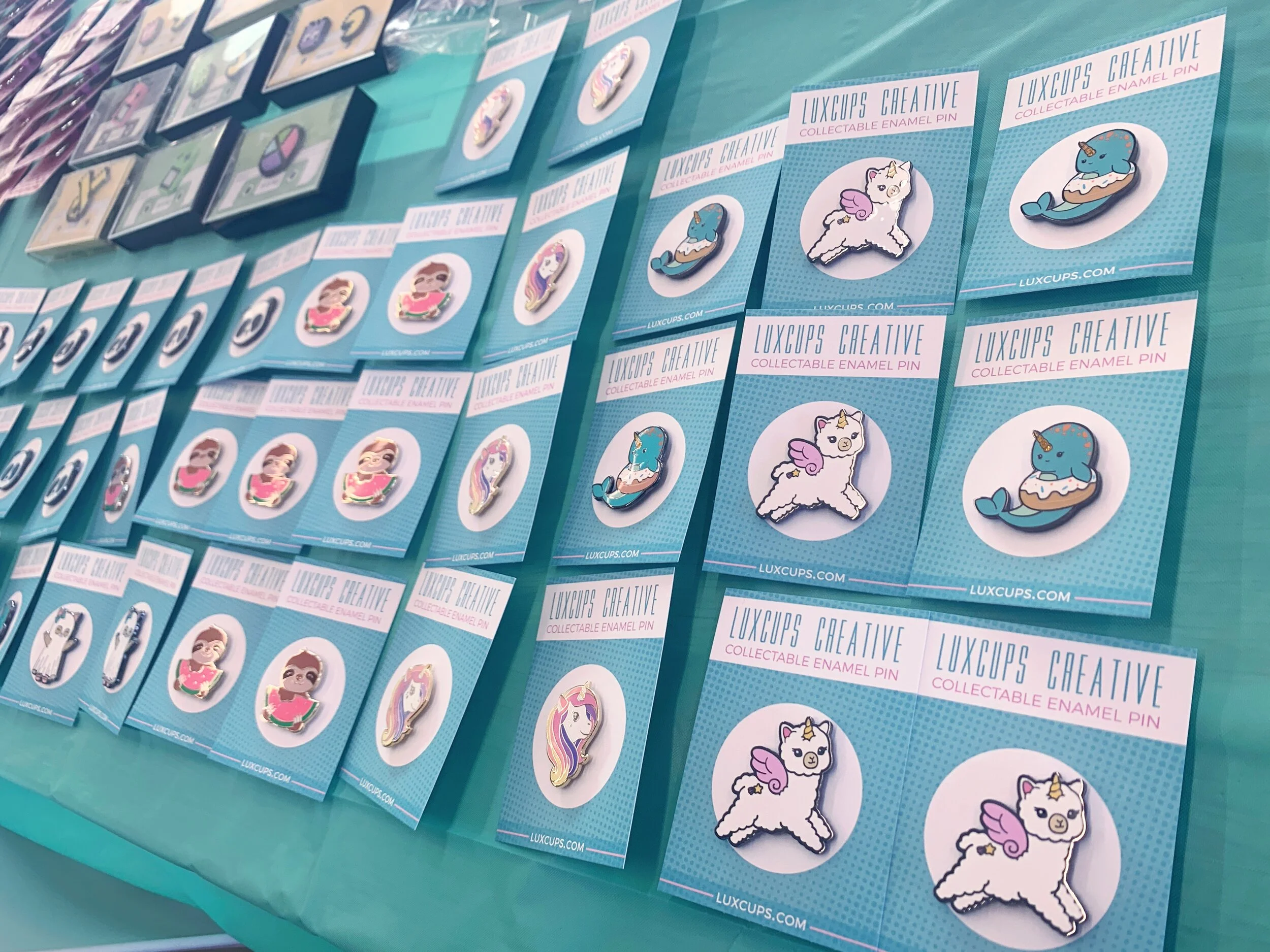 @luxcups brought the pastel glam love with these animal and sweet treat pins.