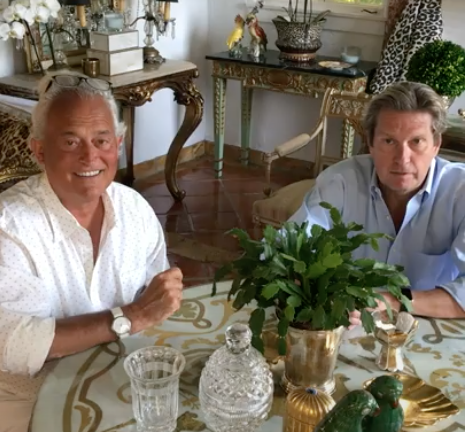 Mark Badgley and James Mischka isolating in their Palm Beach, Florida home. Photo Credit: Badgley Mischka