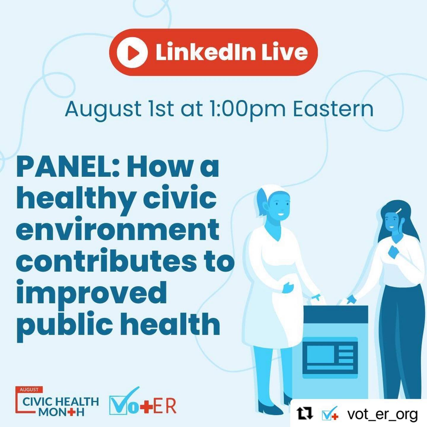 #Repost @vot_er_org with @use.repost
・・・
🚀 Ready for tomorrow's eye-opening discussion? 🤩 Join us on August 1st, 1pm Eastern, for a LinkedIn Live panel 🎥 with @vot_er_org, @altamedhealths, @myvotemyhealth, and @nahn_nursing that reveals the link b