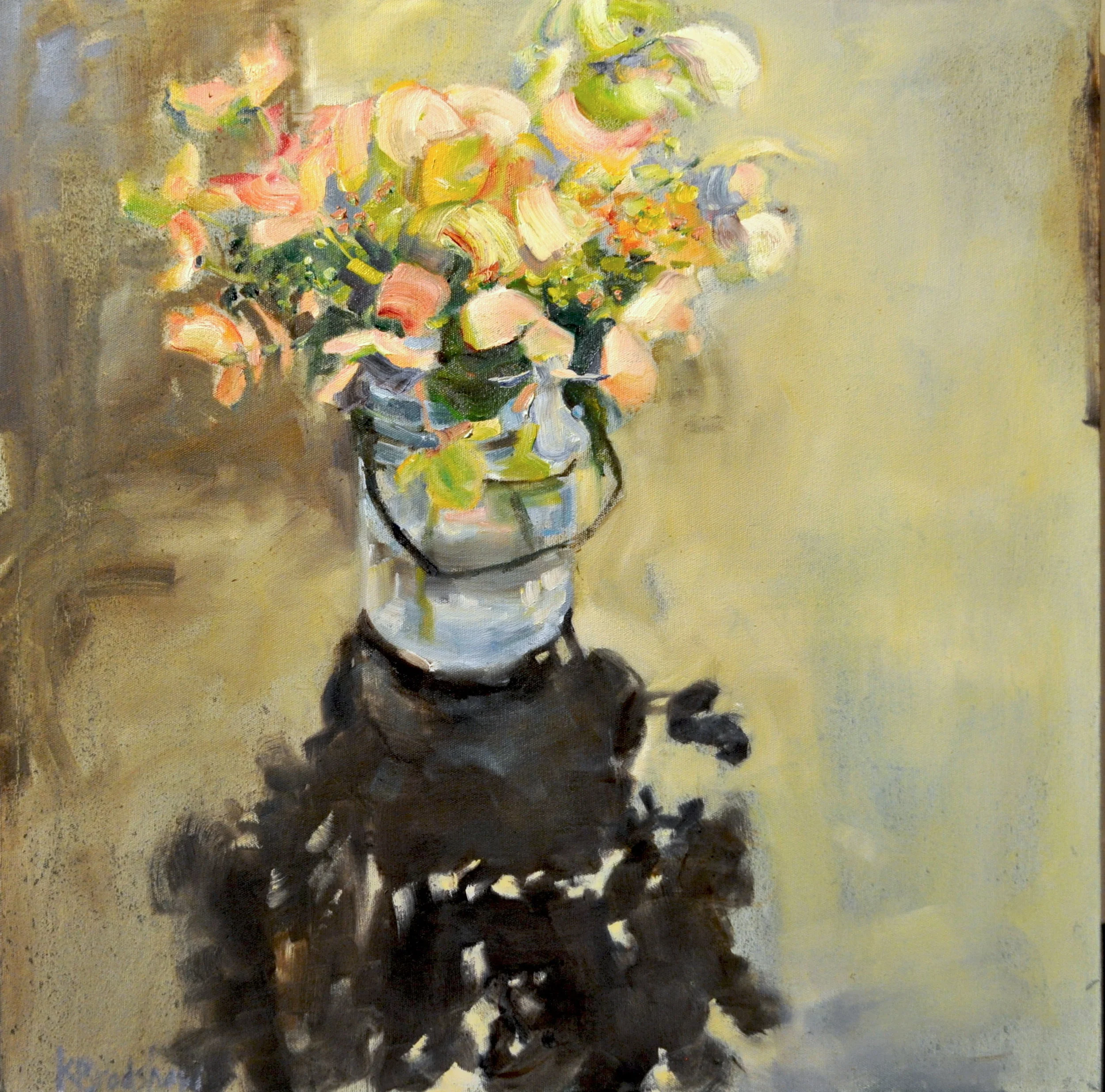 "Hydrangeas in Blue Jar"