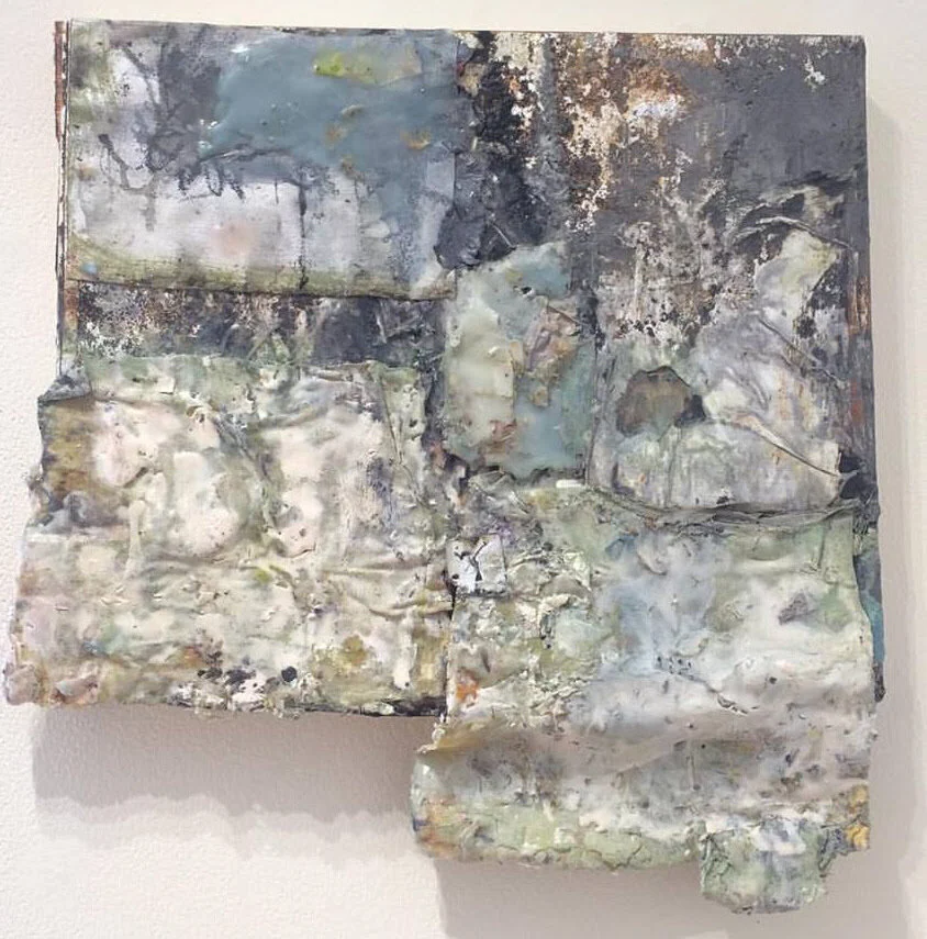 St. Francis in the Wilderness, Michael David, 2015-17, encaustic and mixed media on wooden panel, 24 x 22 inches