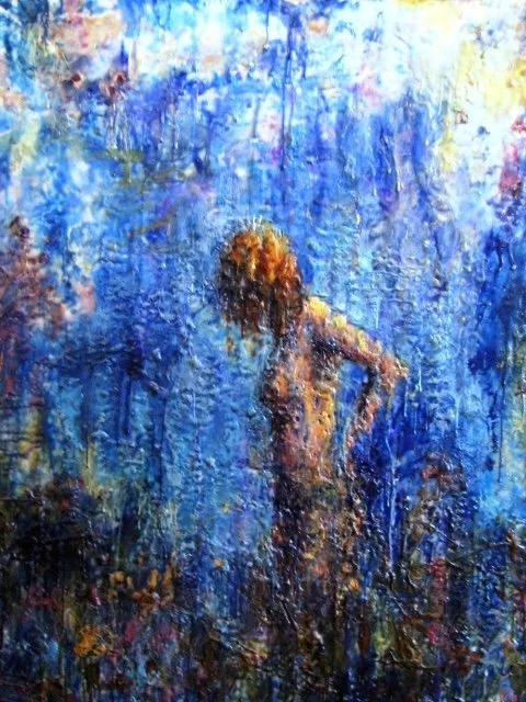 Blue Girl in the Rain