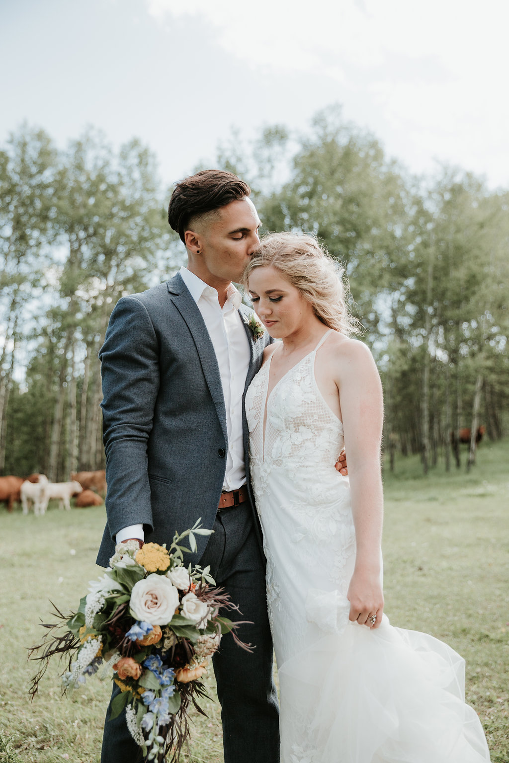 Intimate Farmyard Wedding Inspiration // Eclectic and Vintage Elopement Dripping With Jewel-Toned Decor - Bronte Bride