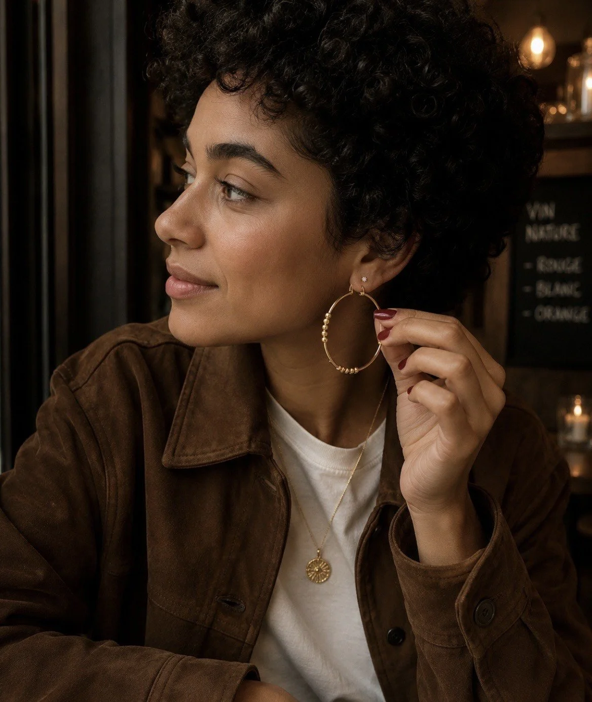 GOLD BEADED HOOP EARRINGS