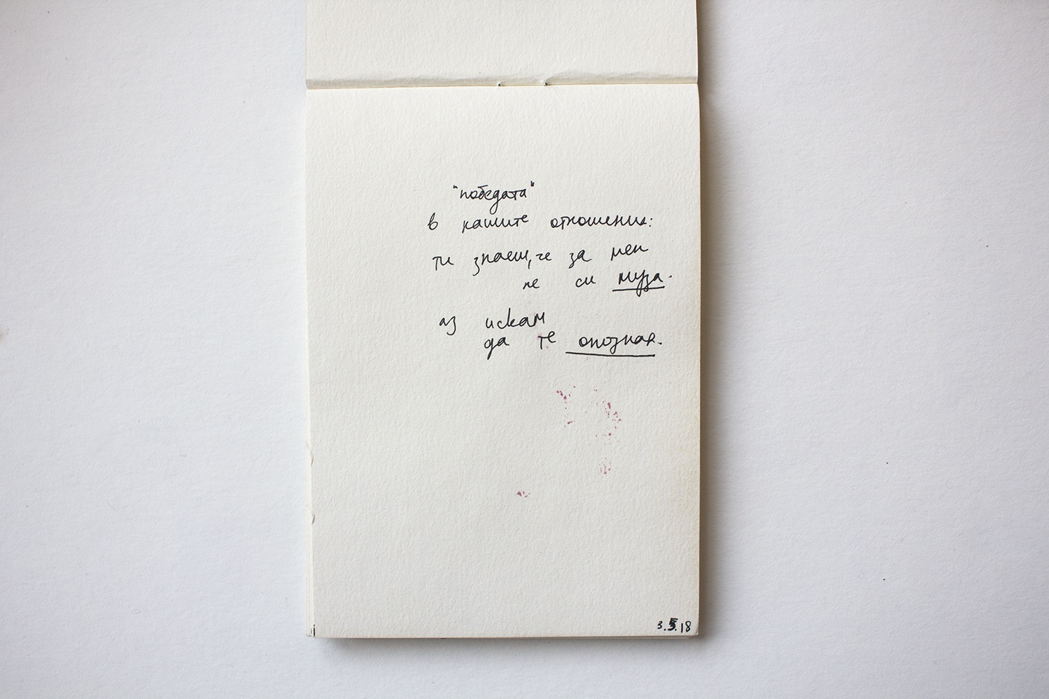 The “victory” in our relationship: you know that you’re not a muse to me. I want to know you , 2018