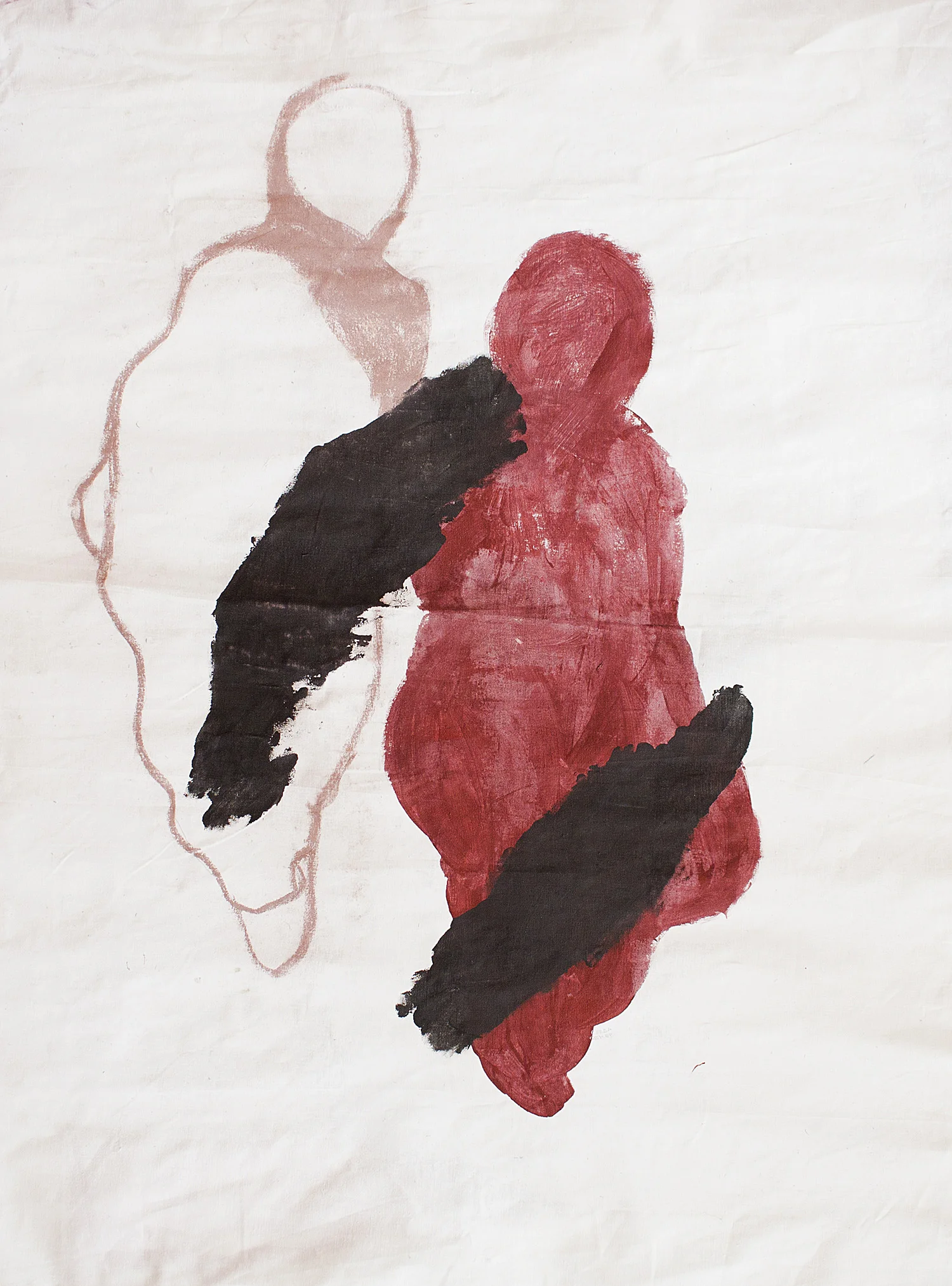Have you been here before, body?, I acrylic and pastel on textile, 140x100, 2018