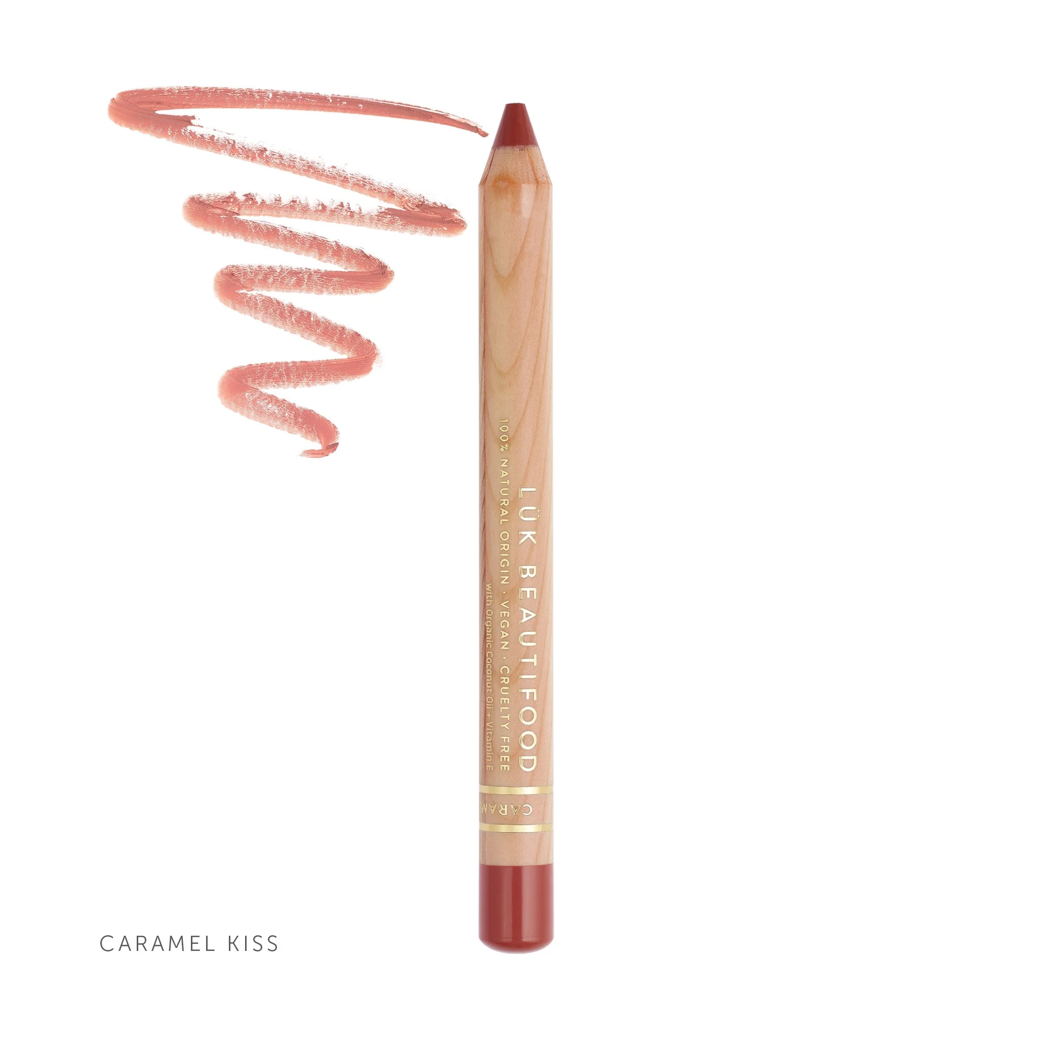 LÜK_LipstickCrayon_Caramel Kiss_PencilSwatch_ShadeName.jpg