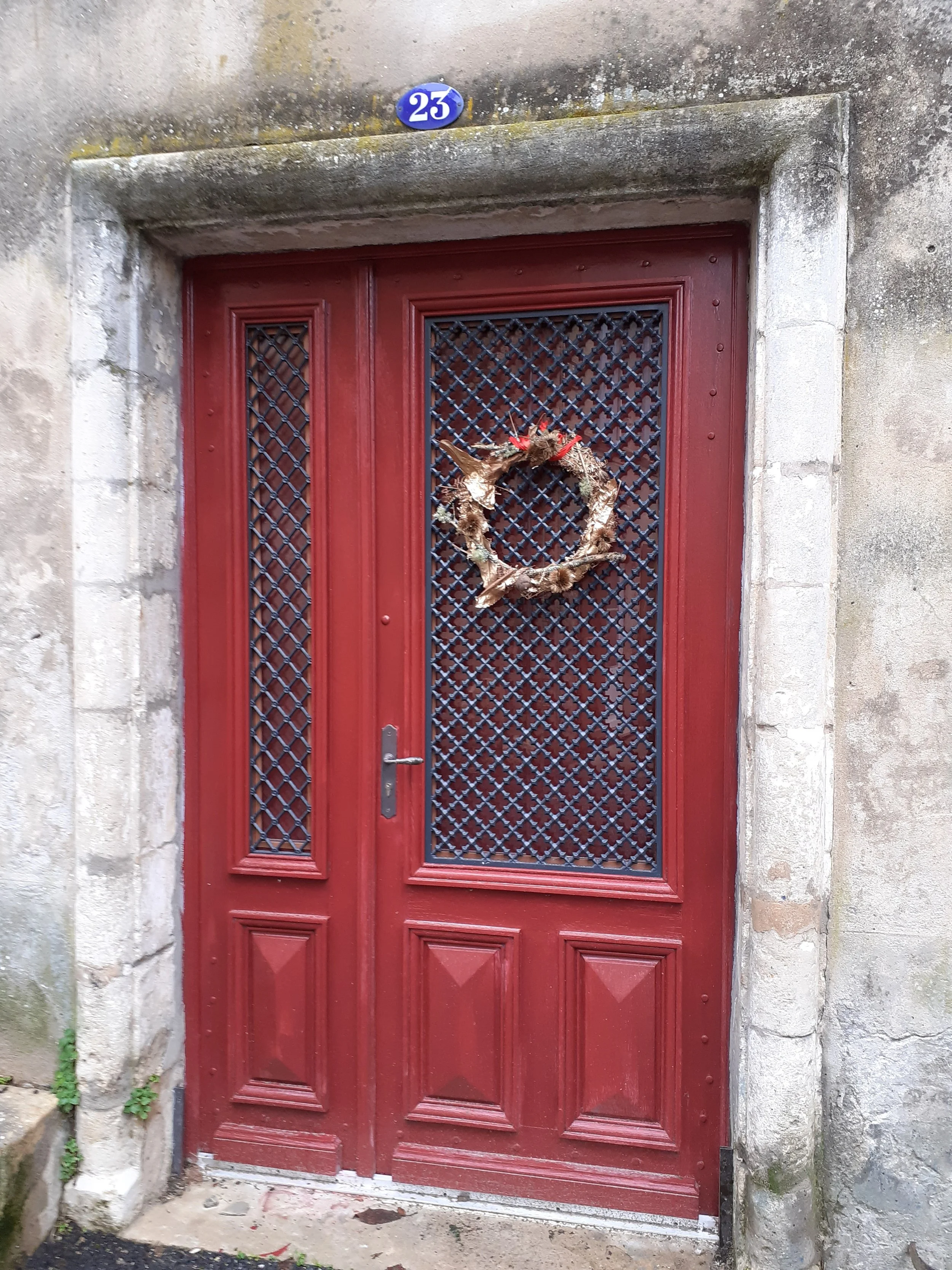  Porte rénovée, les grilles en fonte de droite ont du être changées 