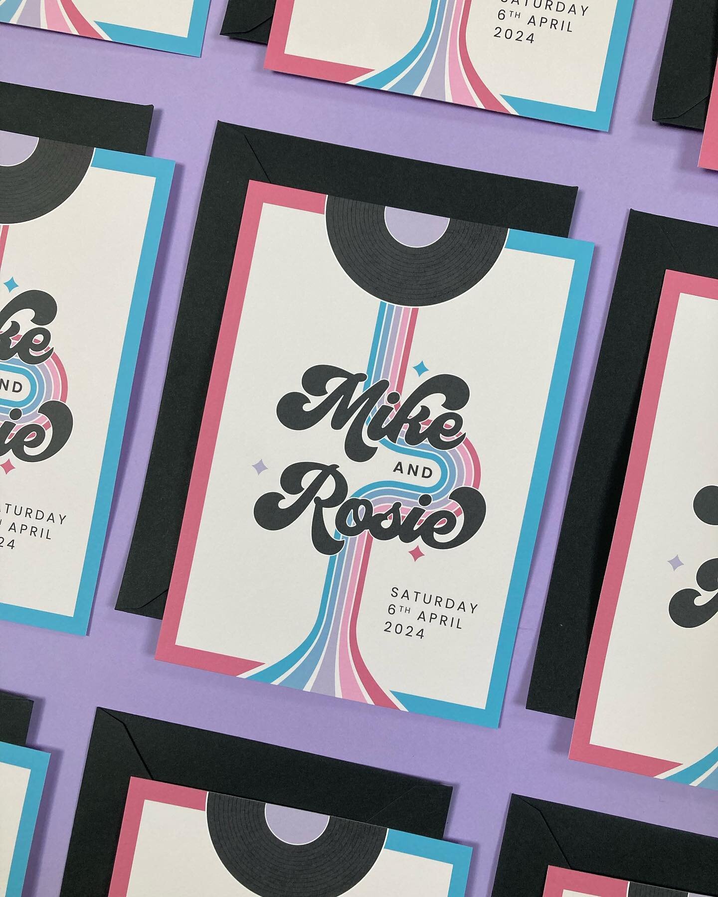 Mike and Rosie designed their own save the dates, so I came in later in the stationery process. For their invites, I took the colours and vibe they&rsquo;d already established and helped elevate it. It feels consistent with that they sent out to gues