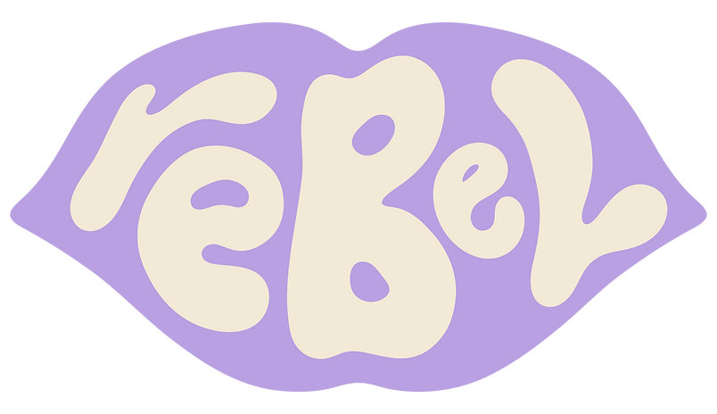 The word 'rebel' in flows writing in the shape of lips.