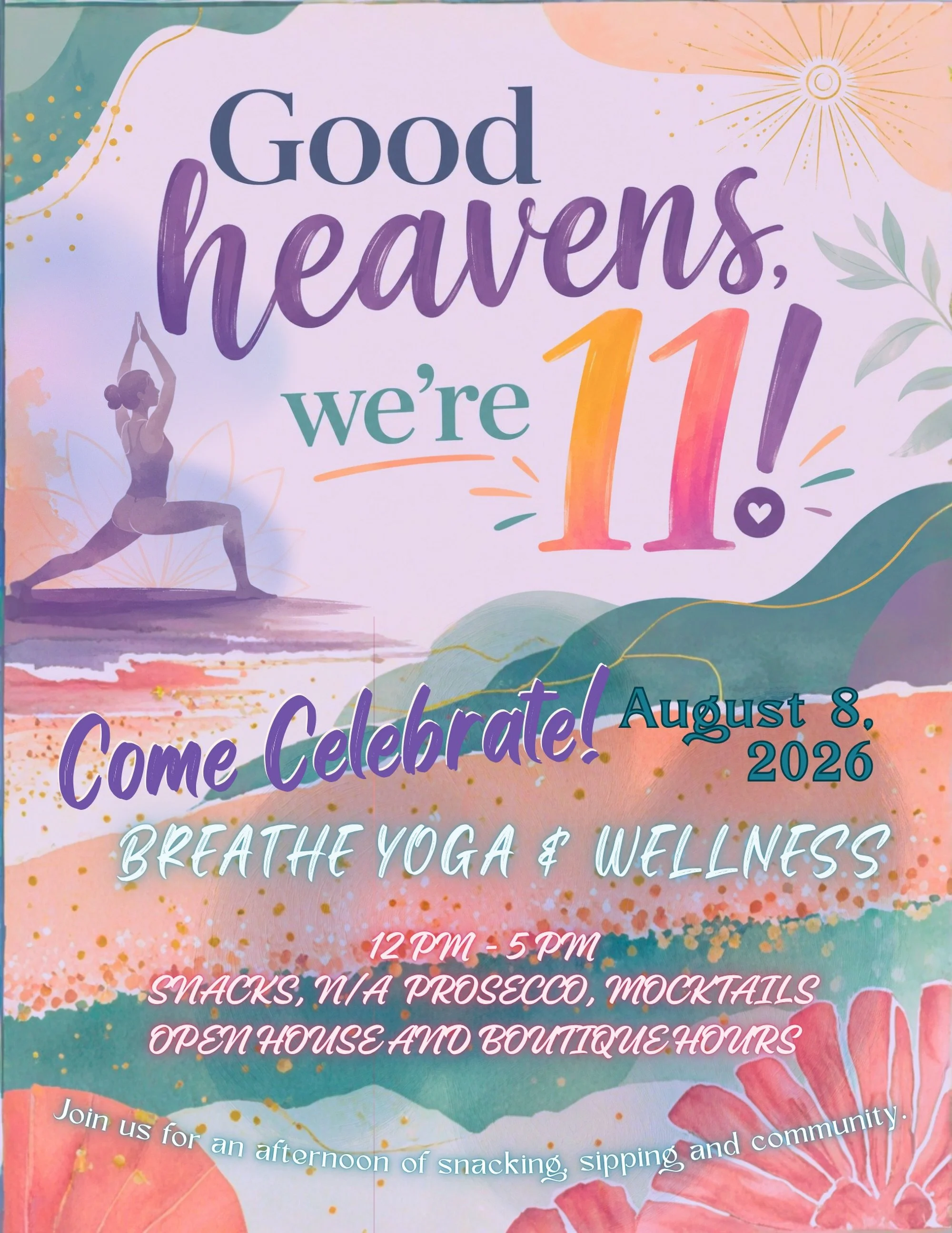 It&rsquo;s happening TODAY! 🎉

11 years of Breathe is worth celebrating!

Come by between 12&ndash;5 for snacks, drinks, live dulcimer music, games, shopping, and a whole lot of fun.

And don&rsquo;t forget&hellip; our 1-year unlimited yoga giveaway