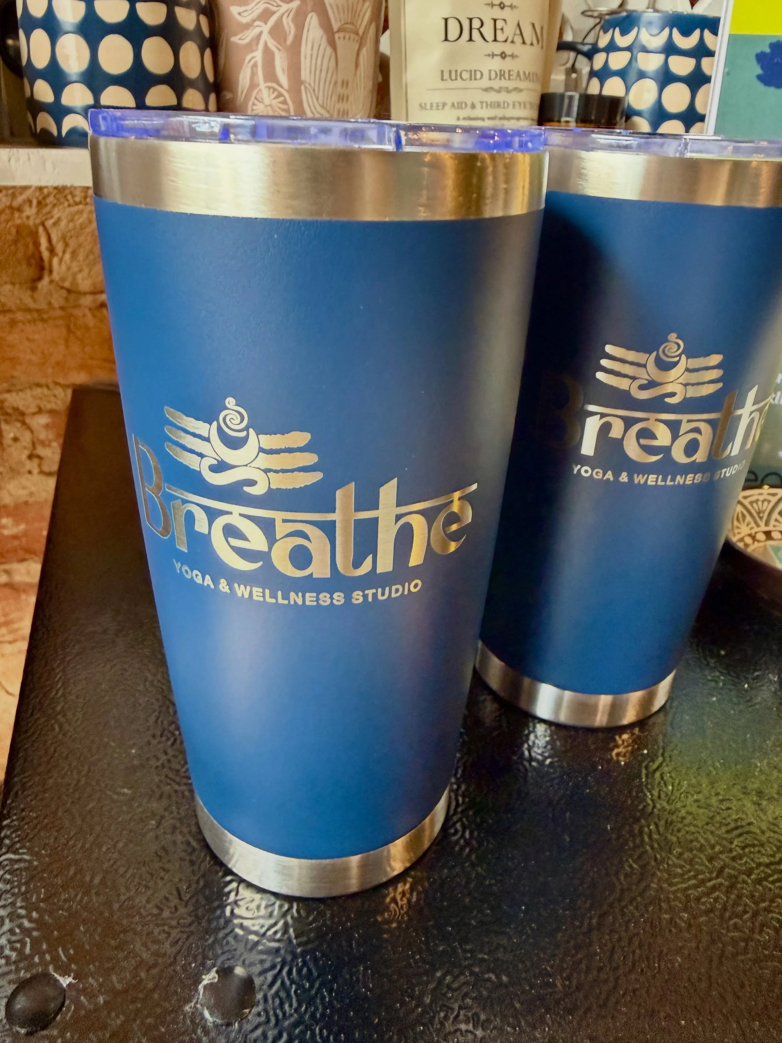 The new Breathe tumblers are already in the boutique, and we&rsquo;re a little obsessed.

Sleek, sturdy, and engraved with the new logo.

$24 each, available now. Stop by before or after class, or during boutique hours Thursday through Sunday, 12-5. 