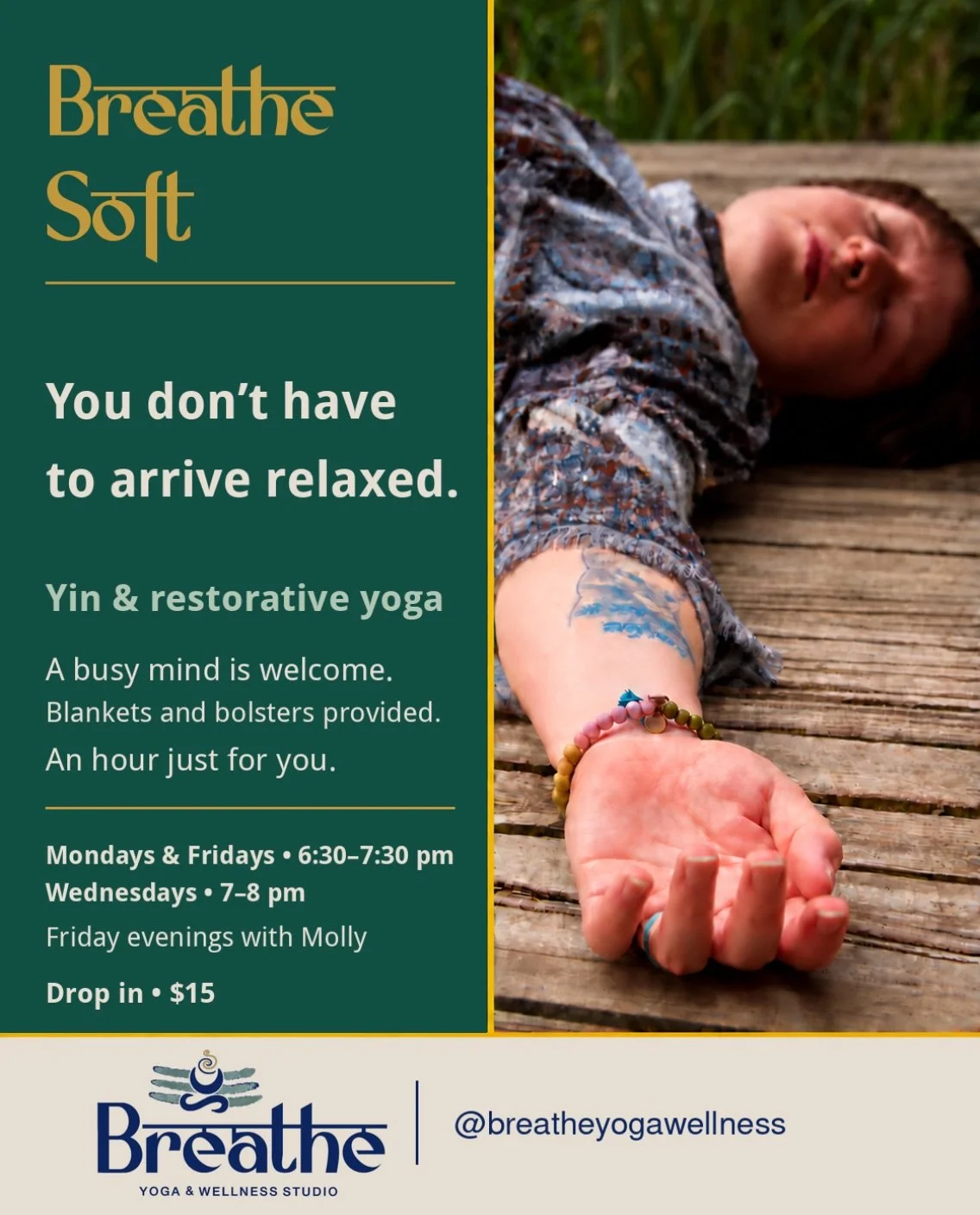 You don&rsquo;t have to arrive relaxed. 💙

Maybe you&rsquo;ve been on your feet all day. Maybe you&rsquo;ve been sitting at a desk, carrying a lot, or wishing your brain had an off switch.

You can come up for air before everything is finished or yo