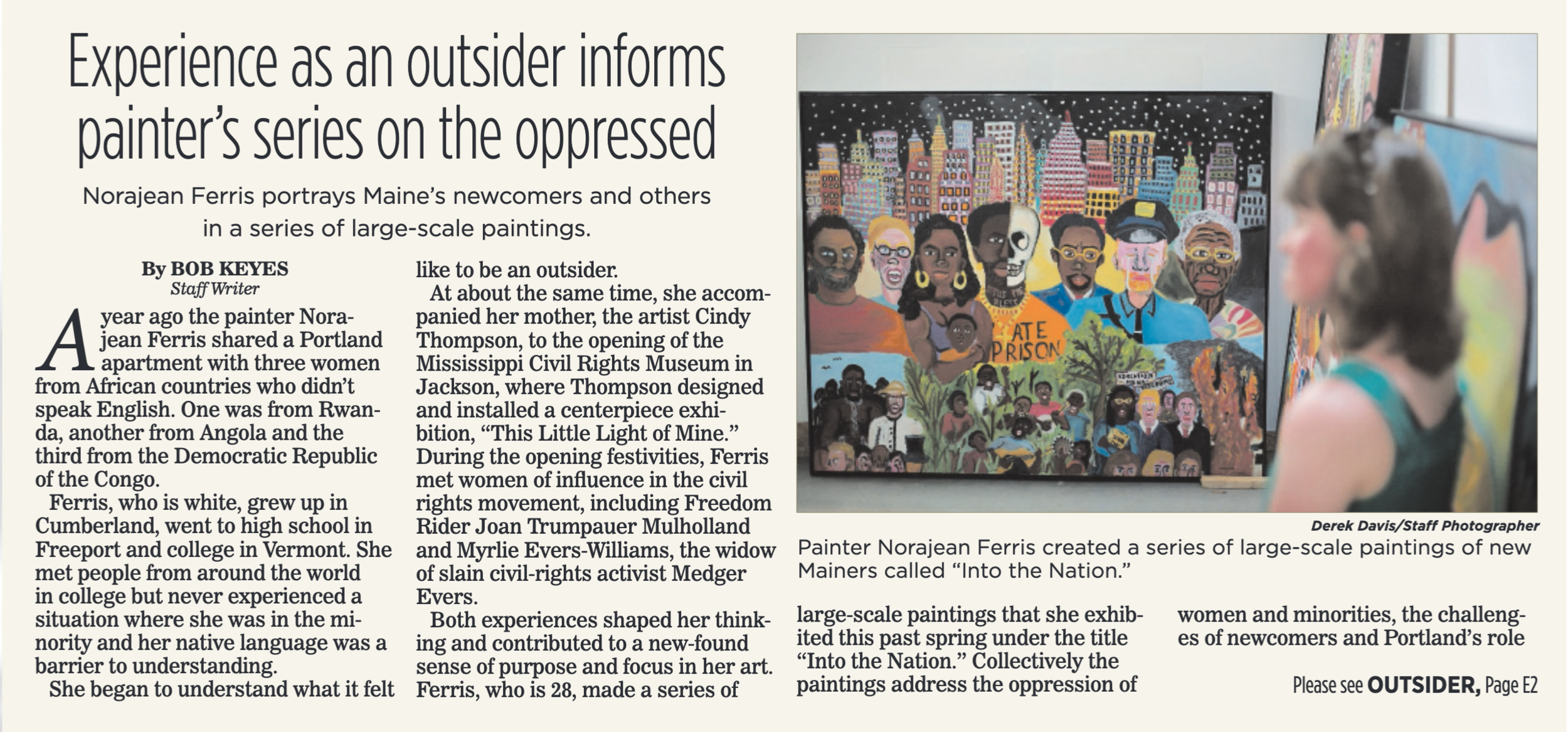 Portland Press Herlad article about artist Norajean Ferris
