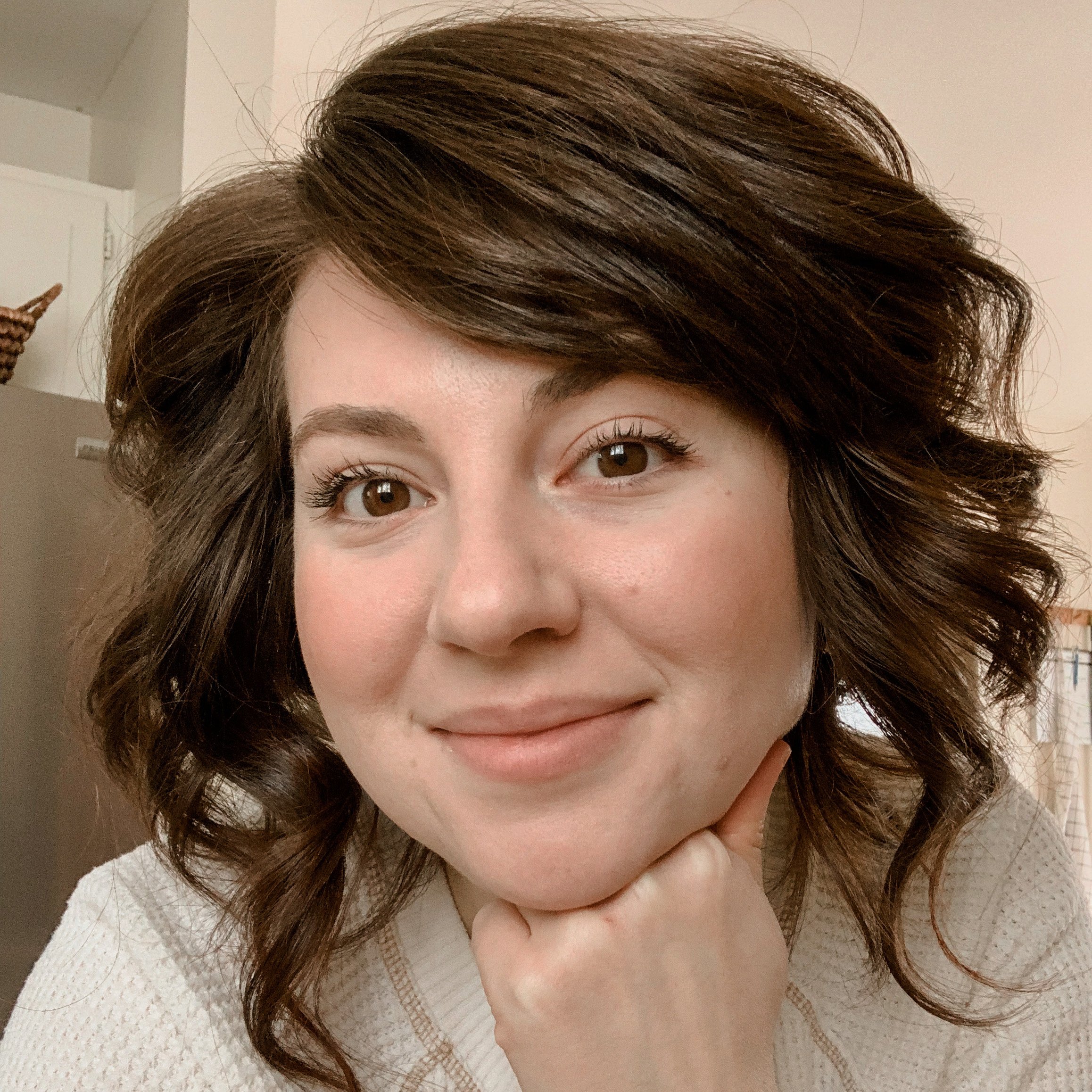 photo of Julia's sideswept bangs DIY at home