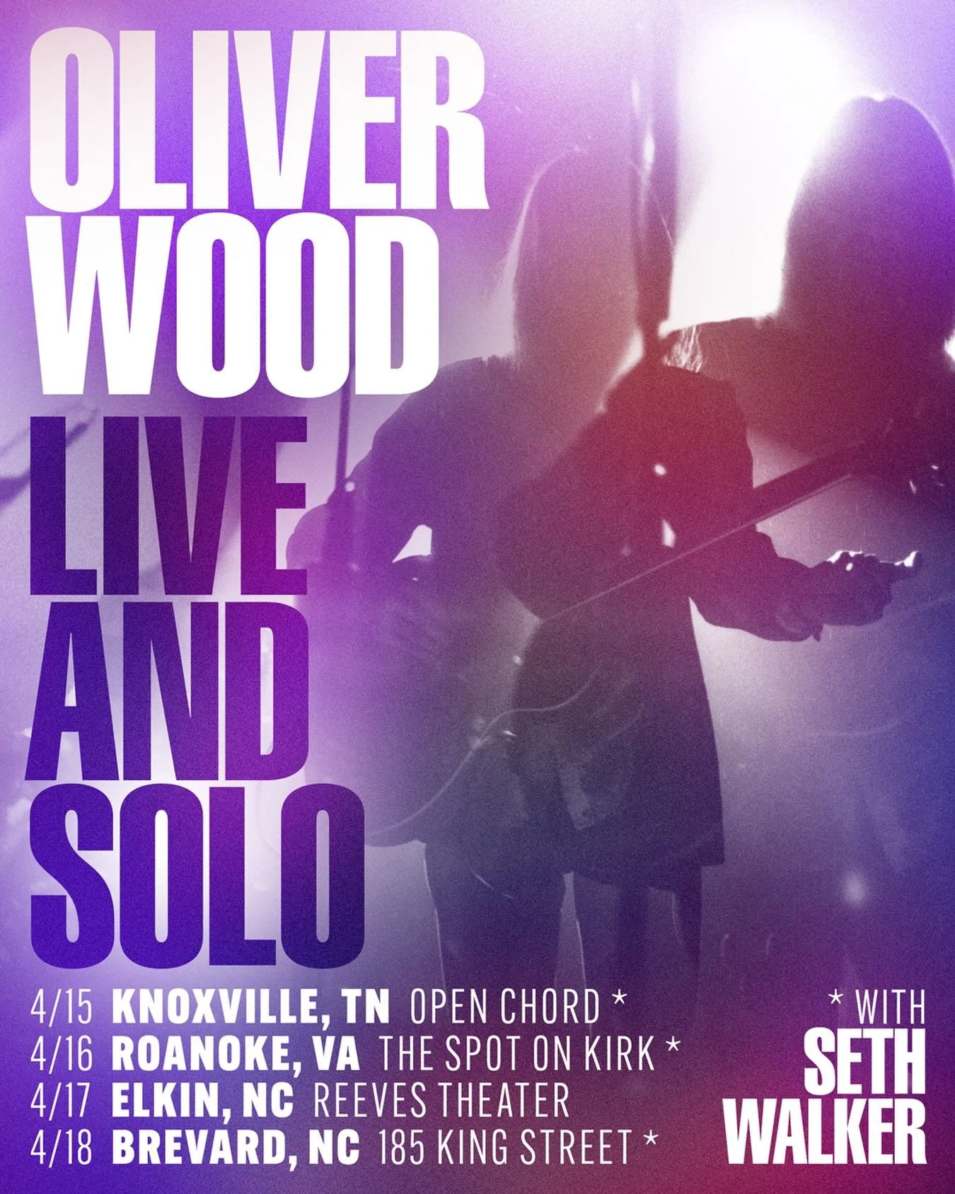 Happy to have my dear friend @sethwalkermusic joining me for a few shows next month. Tickets available now!

4/15 - Knoxville, TN @openchordstage *
4/16 - Roanoke, VA @thespotonkirk *
4/17 - Elkin, NC @reevestheater 
4/18 - Brevard, NC @185kingstreet