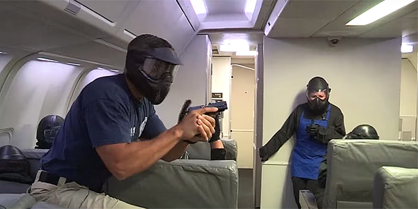 Federal Air Marshals Train Inside A Newton Design Simulator