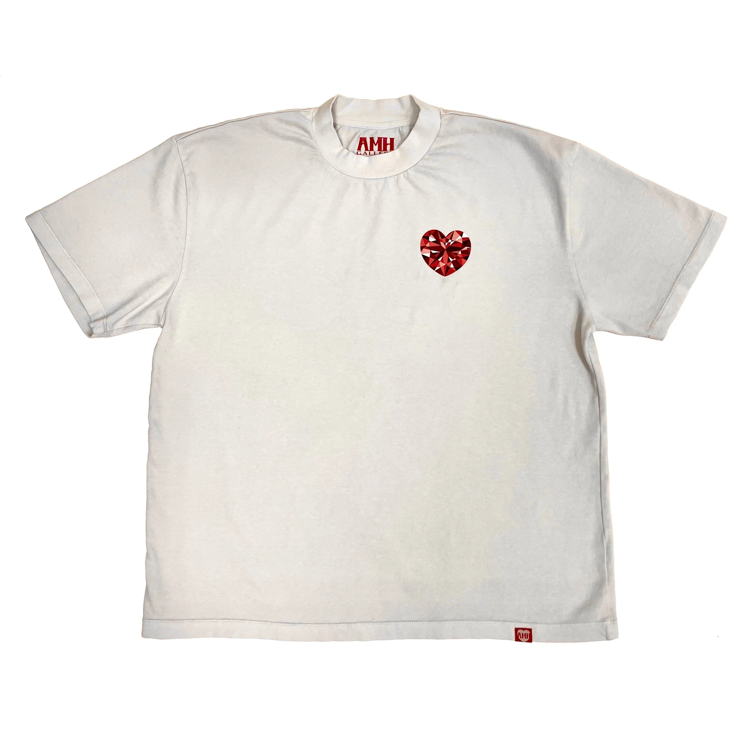 Diamond Heart Tee in Ivory White