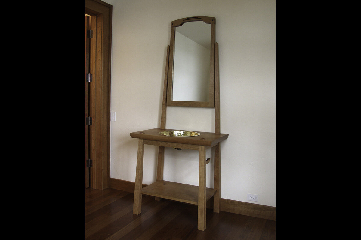  Sink stand with swivel mirror -  Cherry and Wenge  