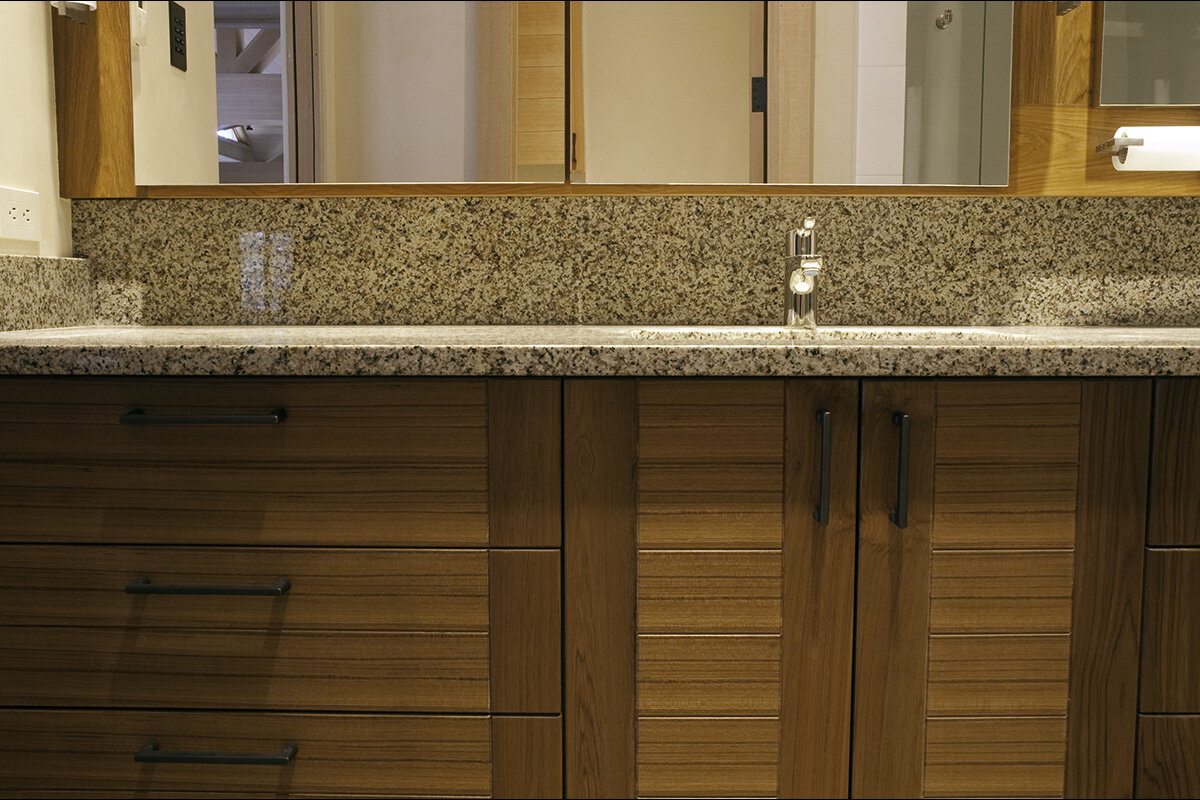  Bathroom Cabinetry -  Burmese Teak -  Vanity doors mirrored on both sides 