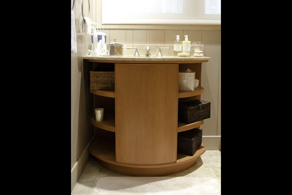  Curved Front Sink Cabinet - German Pearwood 