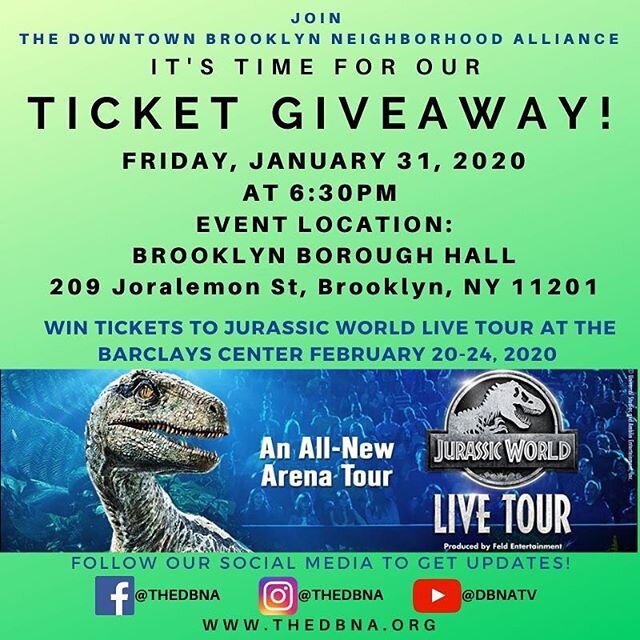 📣Calling all educational organizations and school representatives to come out for our Ticket Giveaway! Win tickets to Jurrasic Park Live Tour. Spread the word!.
.
.
.
.
#jurassicpark
#wintickets
#brooklyn
#barclays
#nycteachers
#brooklynbound
#livet