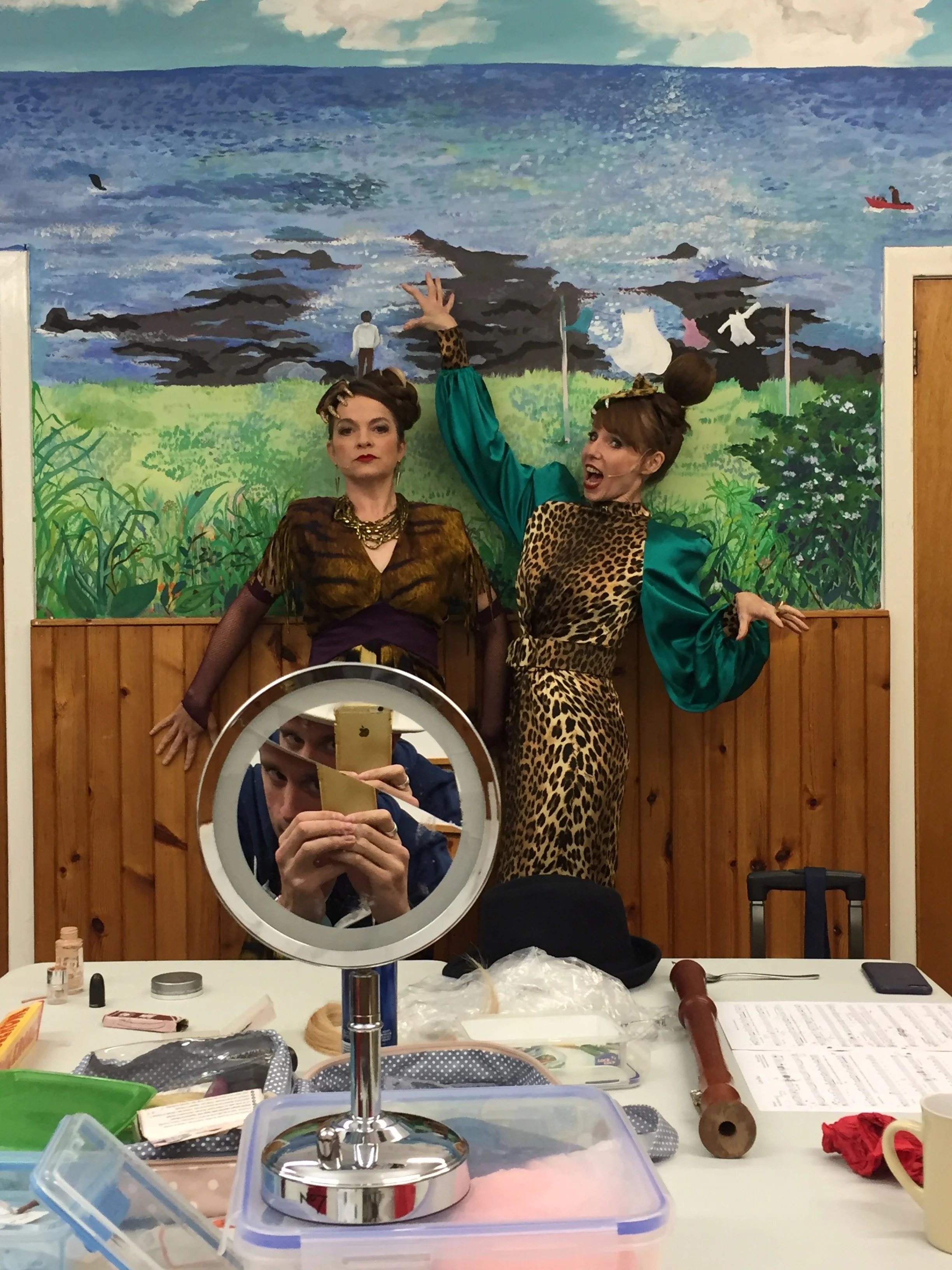 Me and Anna on tour with James (reflected in the broken mirror)