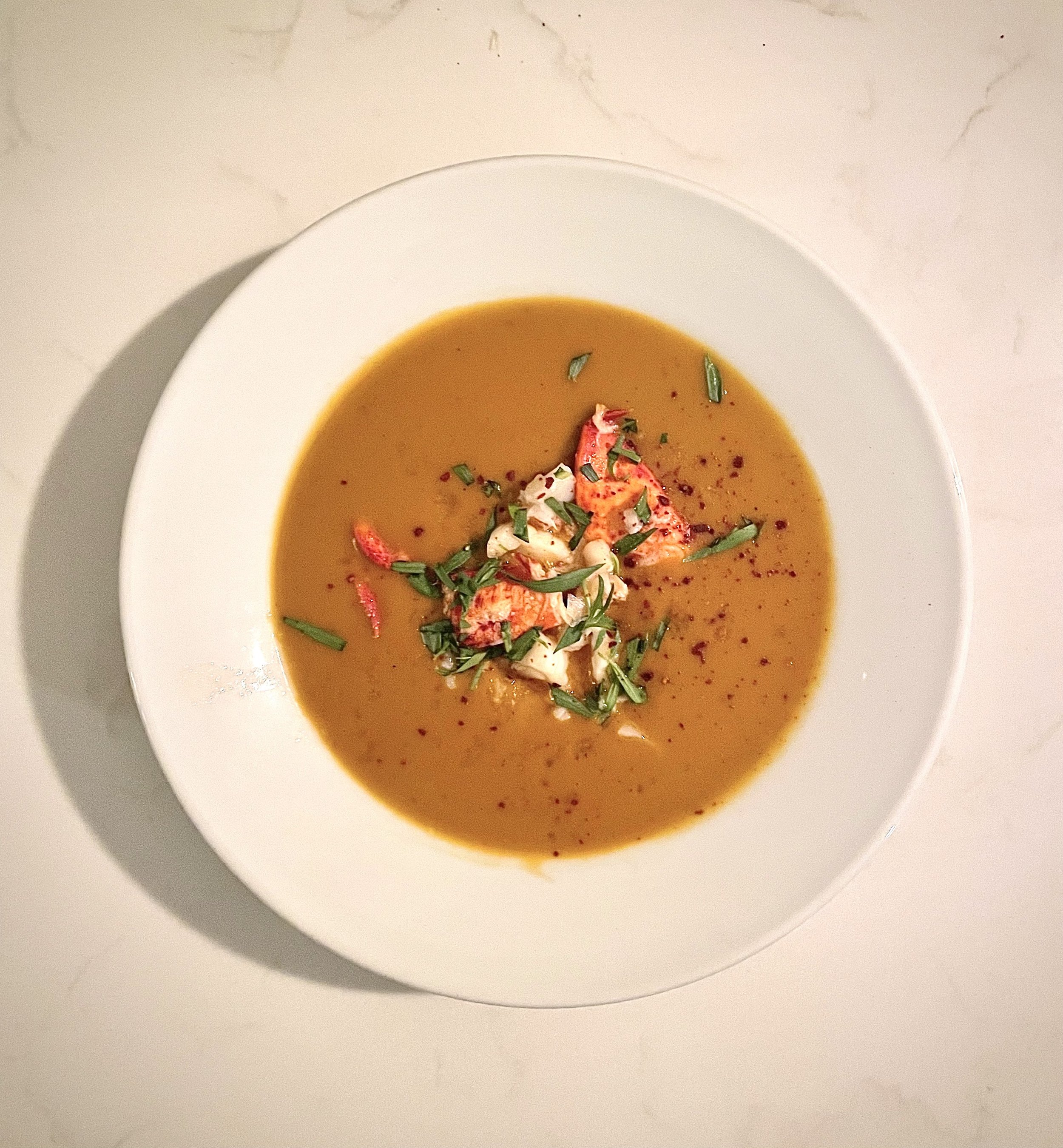 Lobster Bisque with Broken Rice + Claw Meat + Aged Sherry + Tarragon (Copy)
