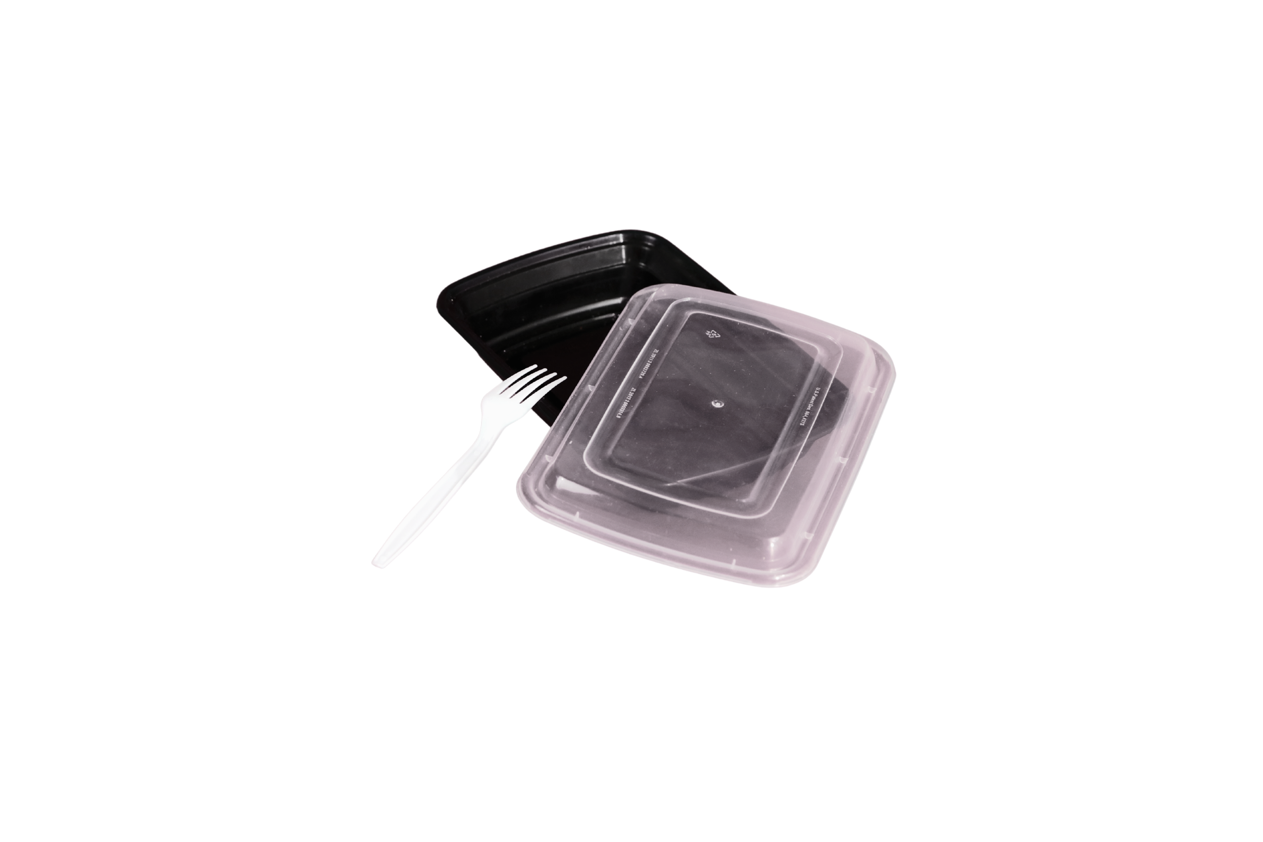 Plastic takeout containers and utensils