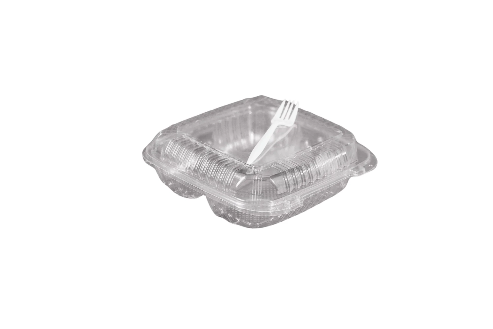 Plastic takeout containers and utensils
