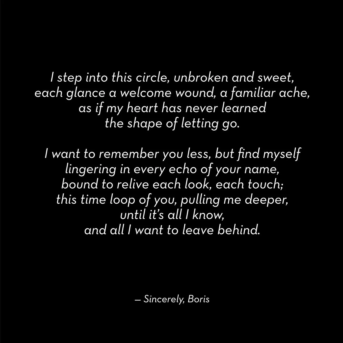 📝🌙✨🪬💕

#poetry #love #poetrycommunity #poem #poems #poet #poets #writer #writing #writingcommunity #quotes #lovequotes #poetrylovers #thoughts #growth #feelings #emotions #inspiration #motivation #life #art #mindfulness #meditation #relationships