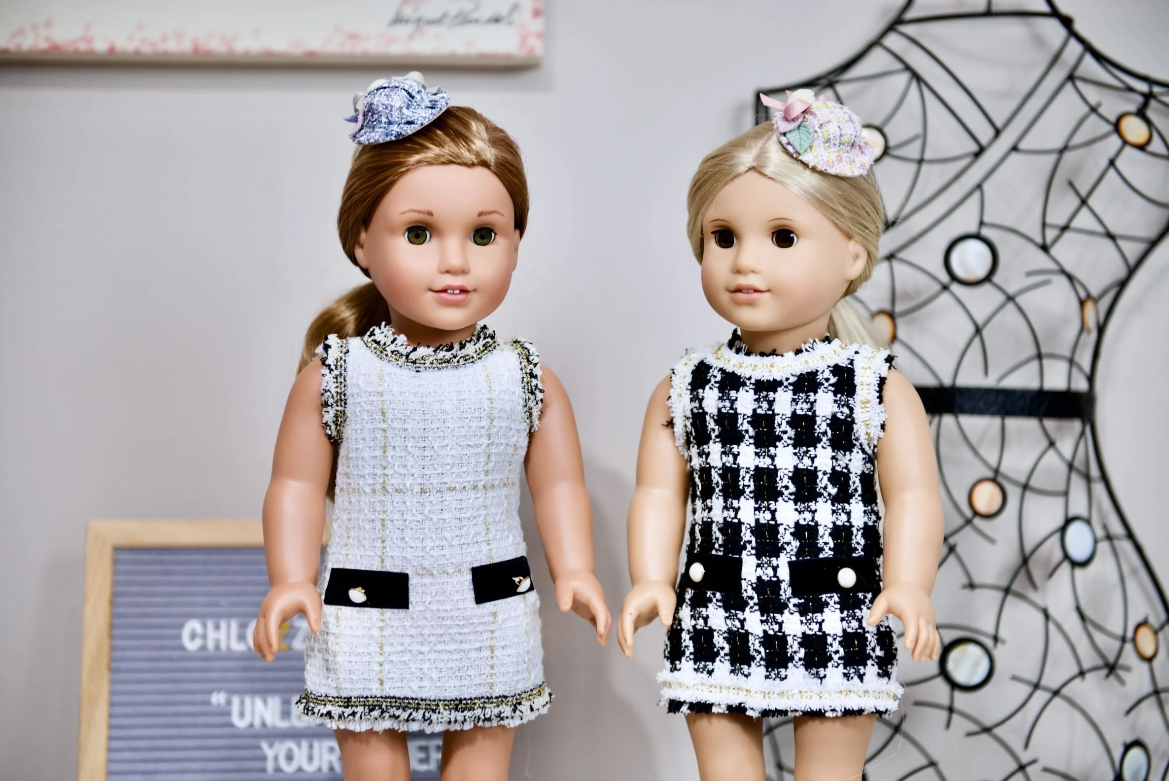 American Girl 18 inch doll Chanel tweed dress LBD
