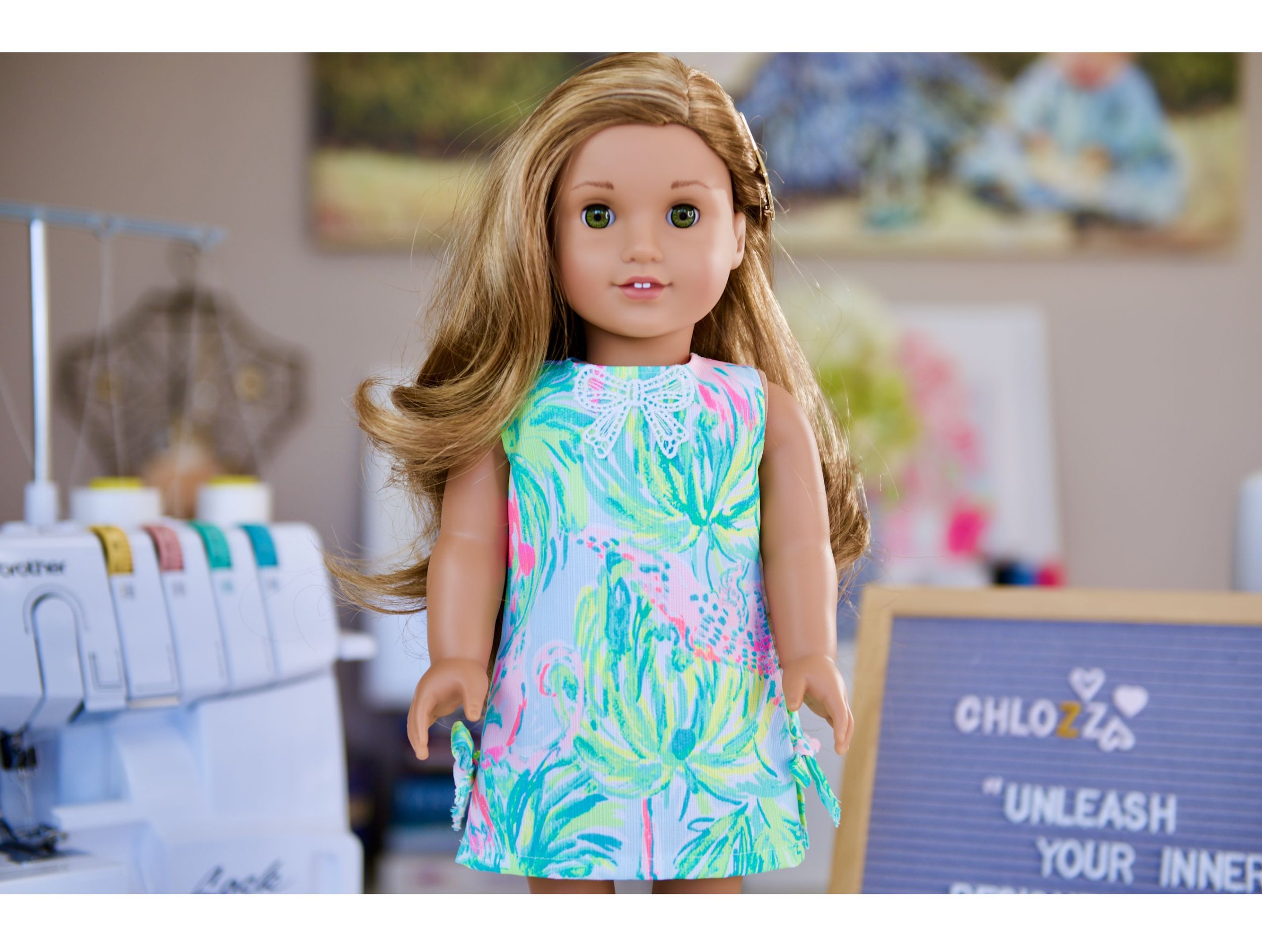 Home Crafted Shift Dress For 18 American Girl AG Dolls In Lilly Pulitzer Fabric 