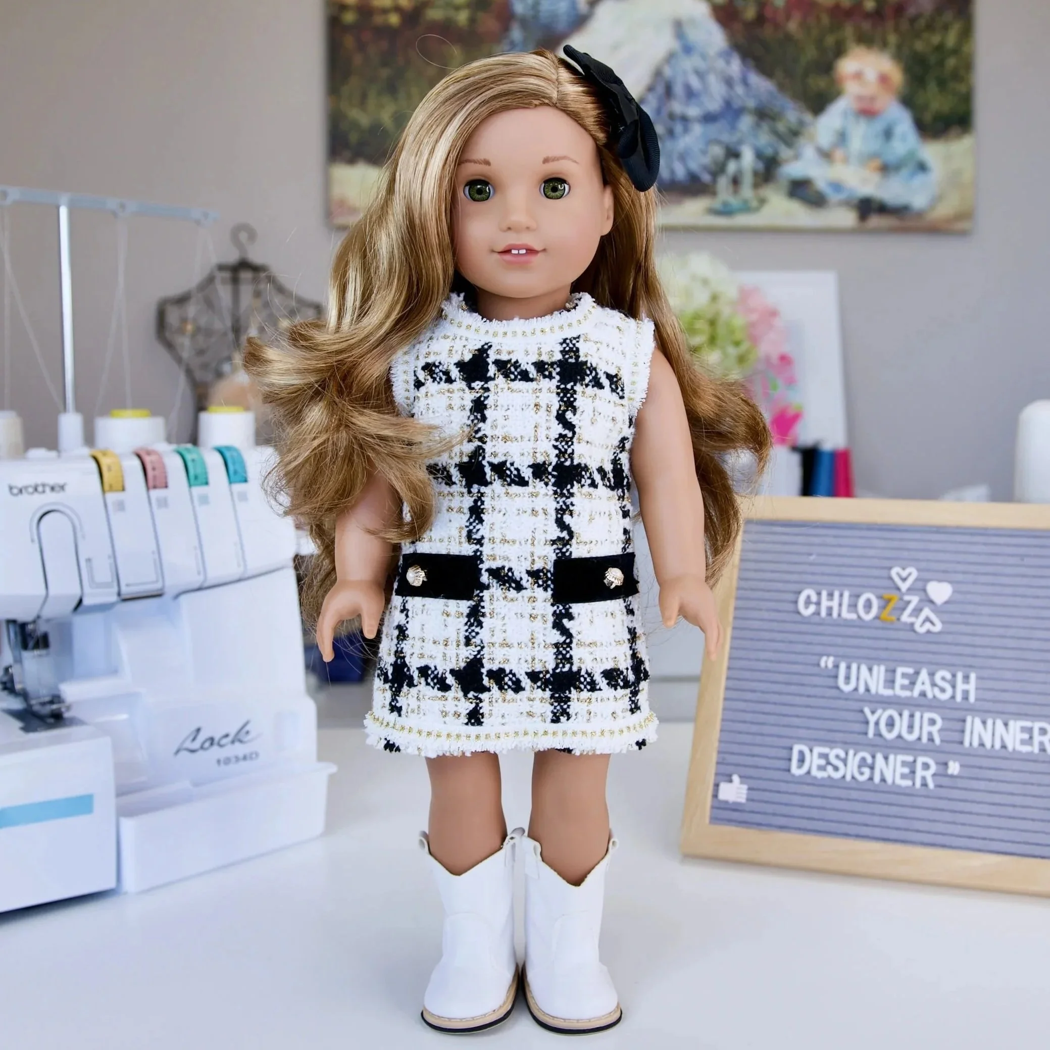 Tweed Dress B&W Check