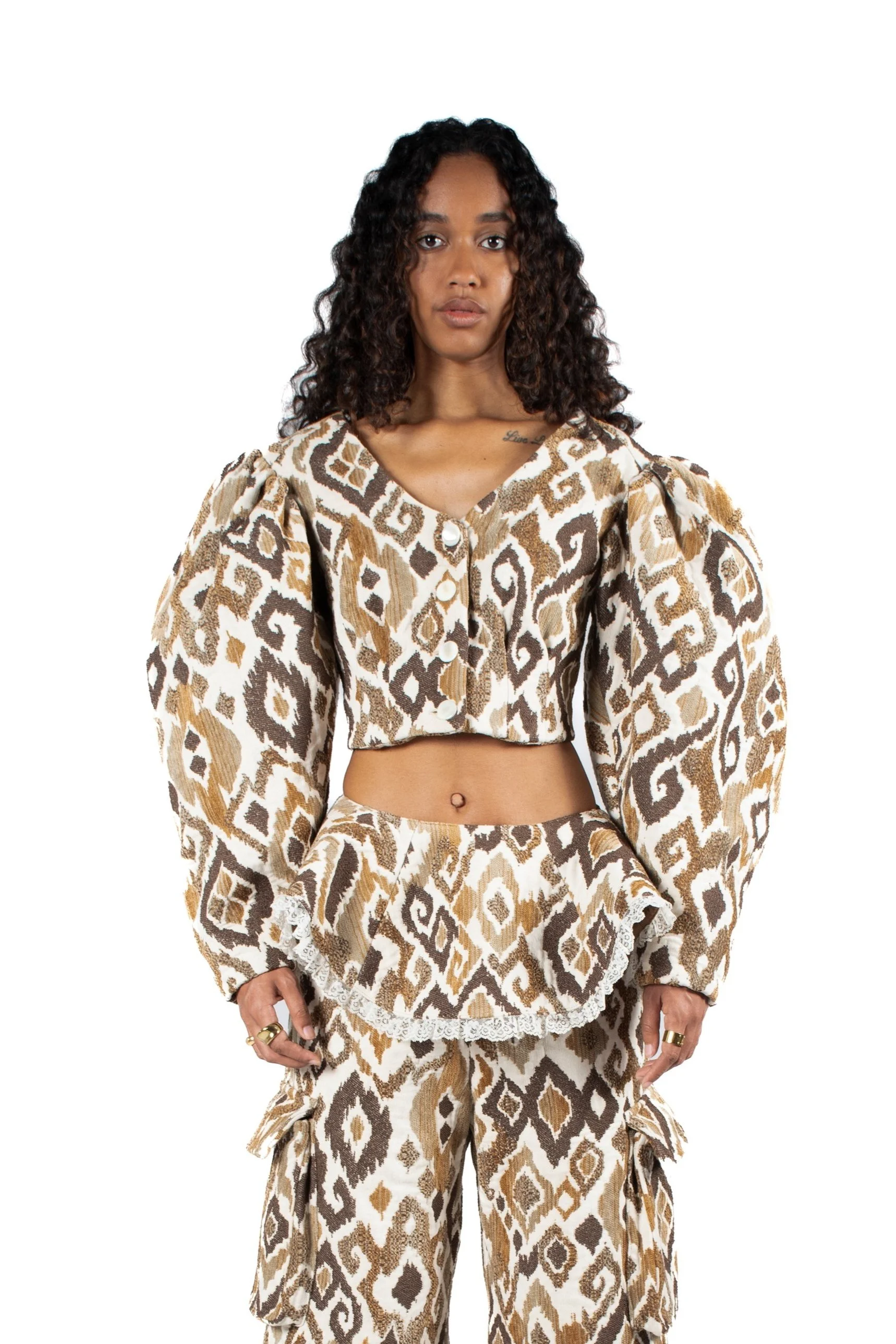Layla Jacket Jacquard Brown