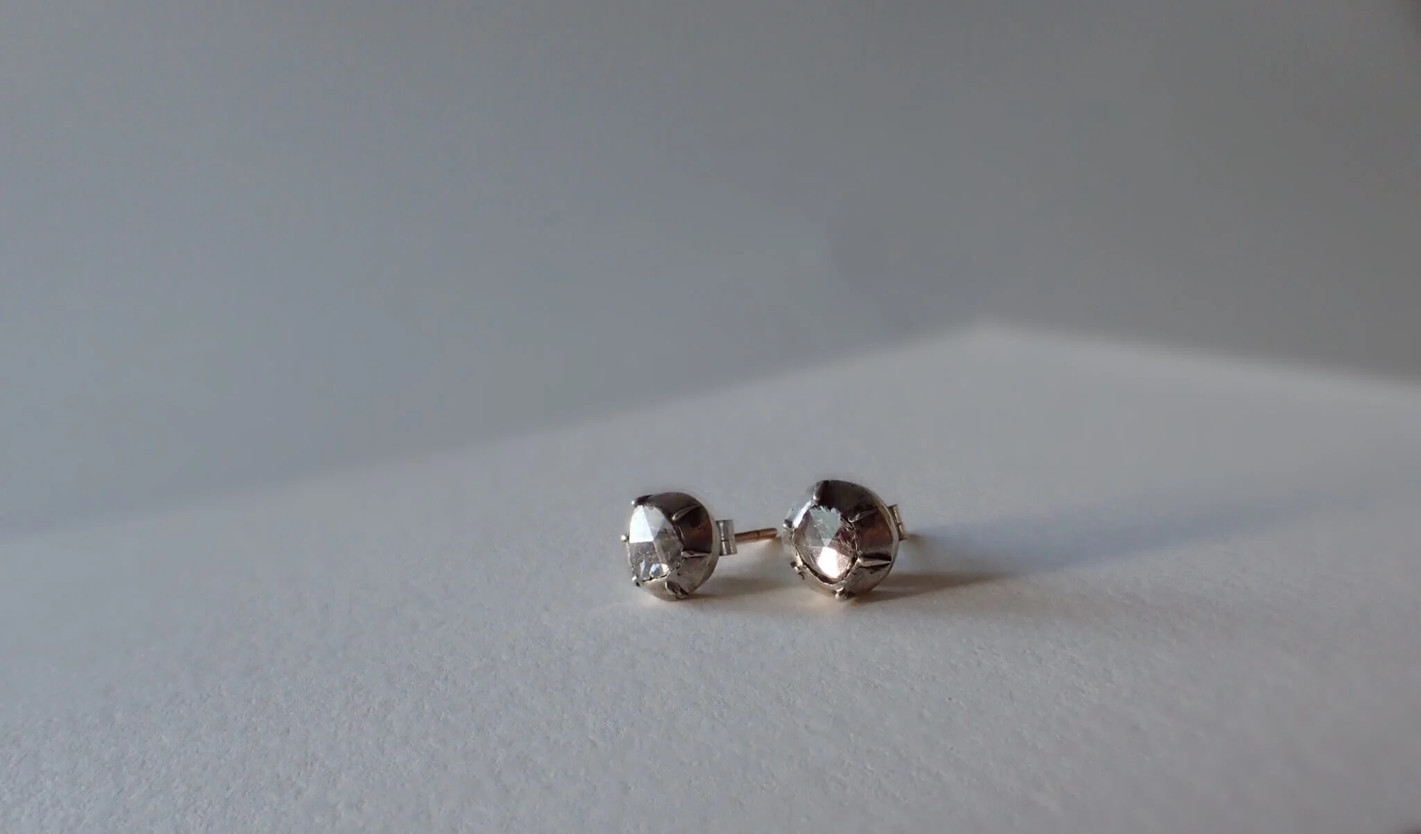 Antique rose cut diamond studs