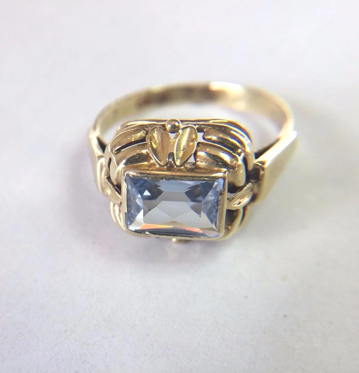 Antique blue topaz ring