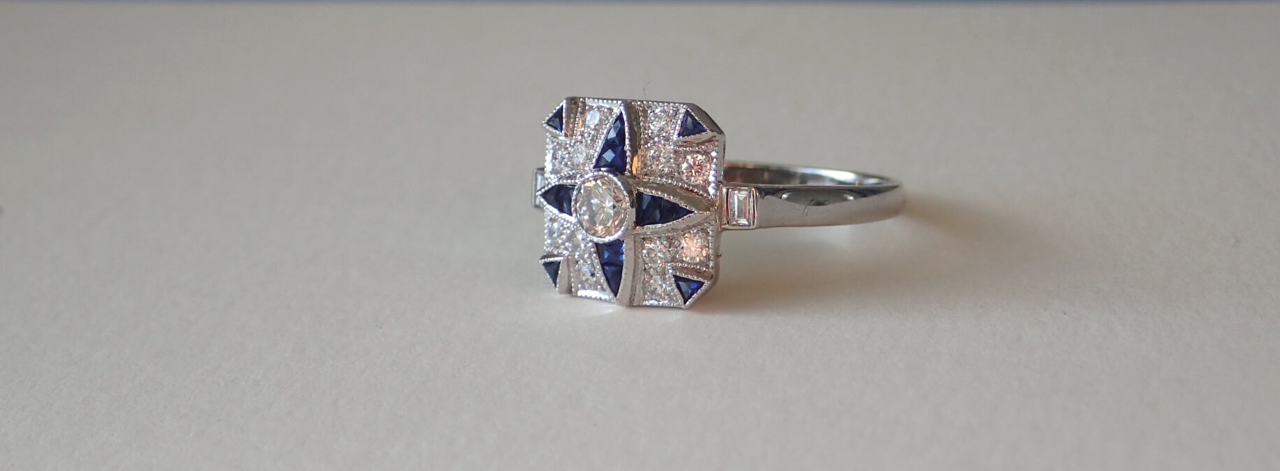 Diamond and sapphire ring